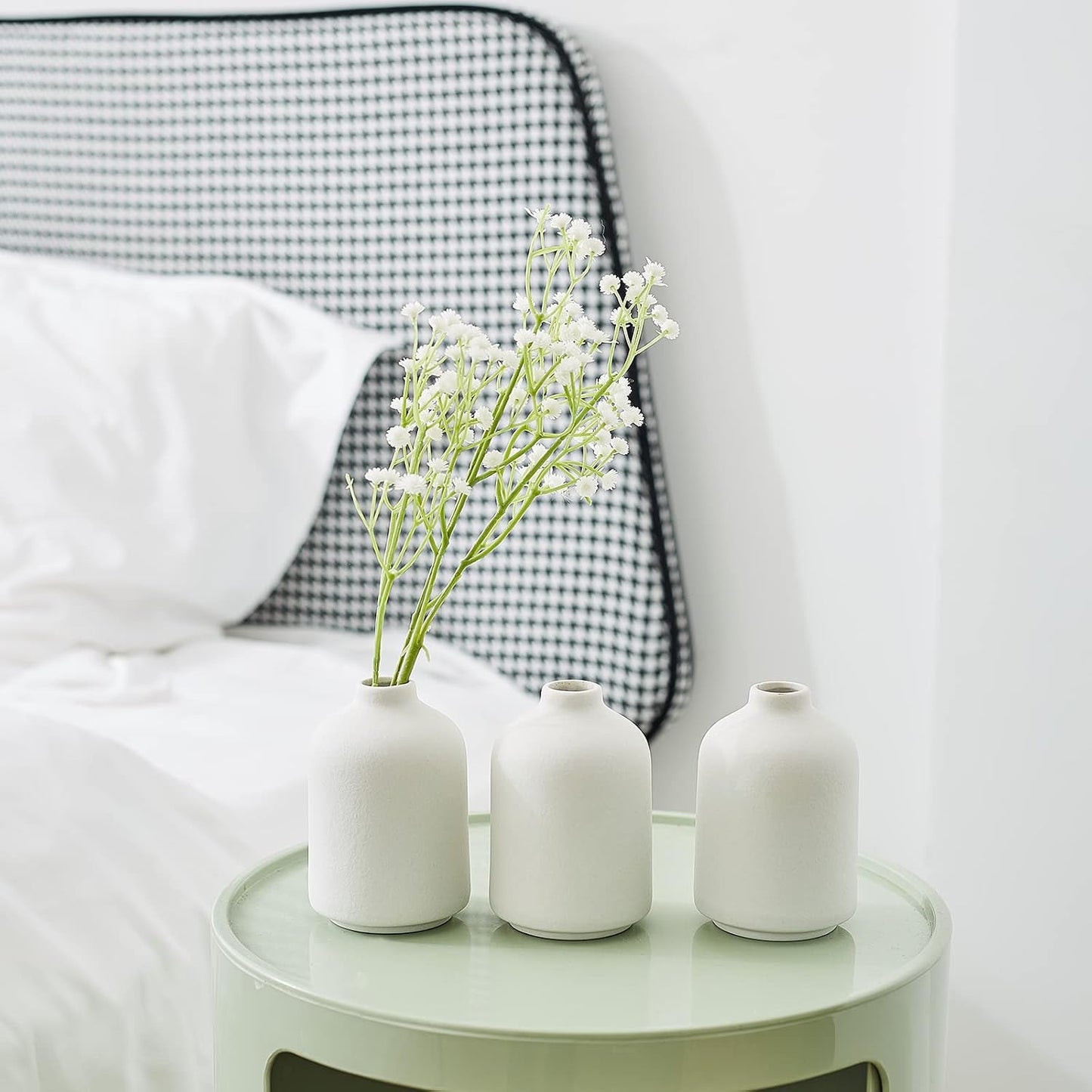 Small Ceramic Vases Set 6 for Decor / Ceramic Vase 6 / White