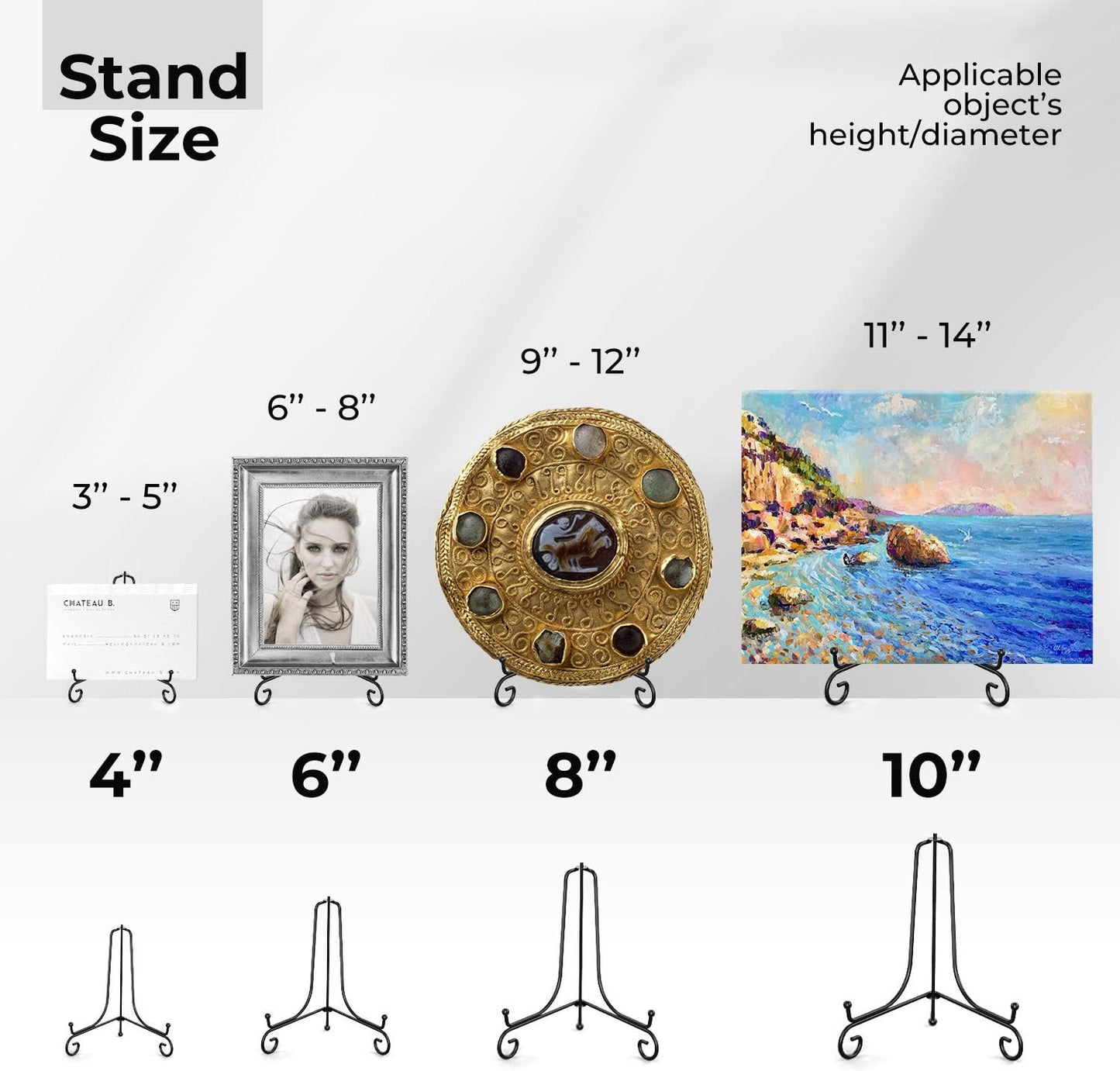 Plate Holder Display Stand + Metal Easel Stand for Picture Frame / 10 Inch / Set of 2