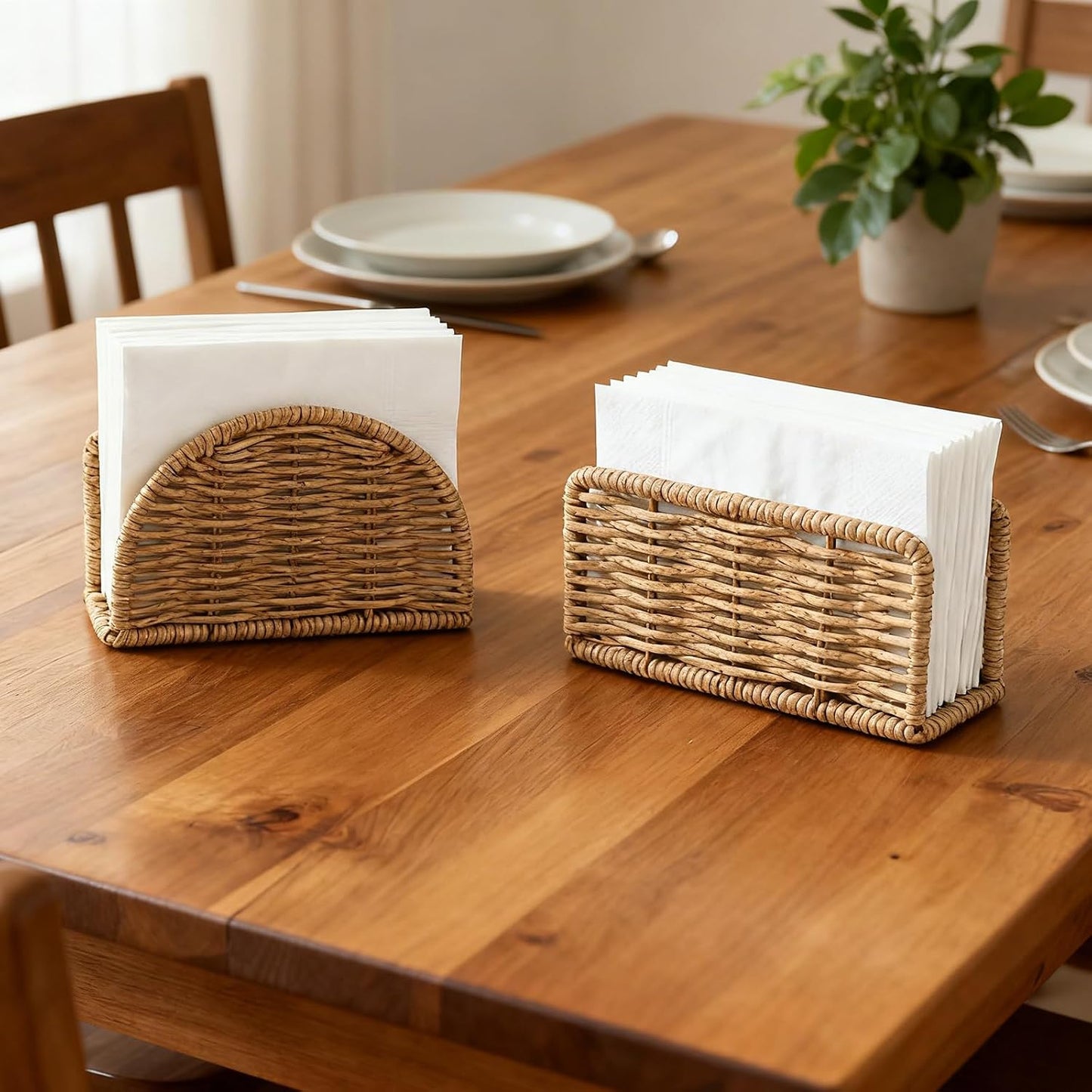 Rattan Vertical Napkin Holder / Rectangular Natural Color
