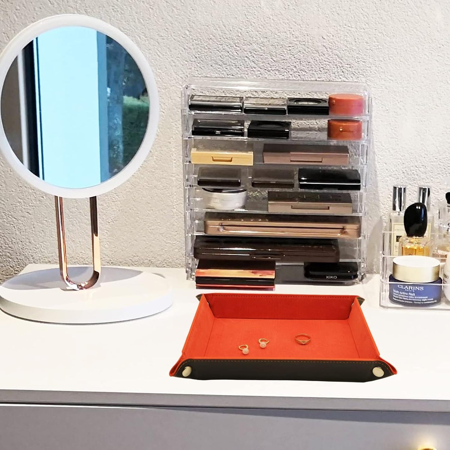 Valet Organizer / Catchall Tray for Jewelry / Reddishorange