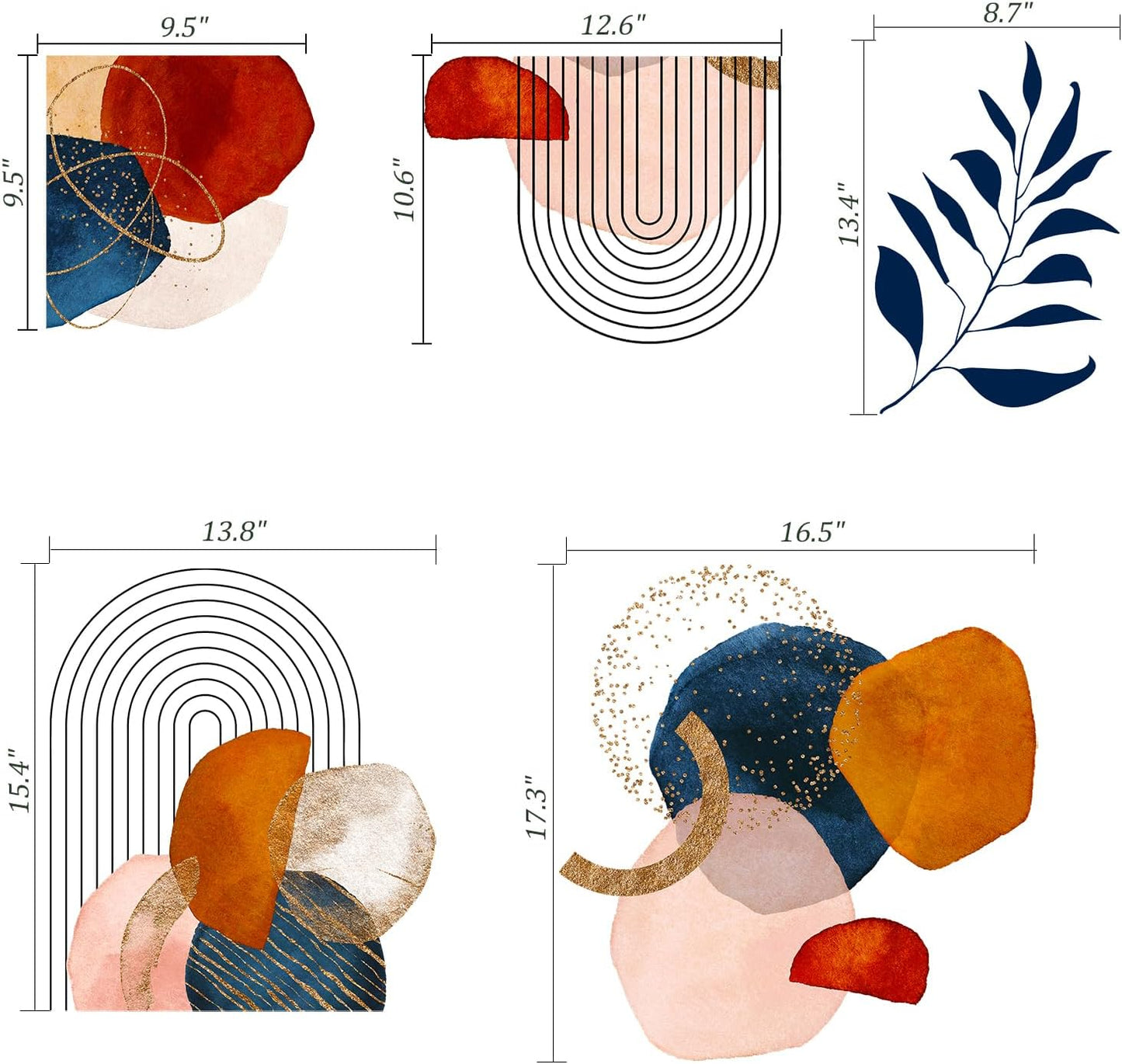 Boho Mid-Century Modern Wall Decals Peel and Stick / Boho#2 / Large