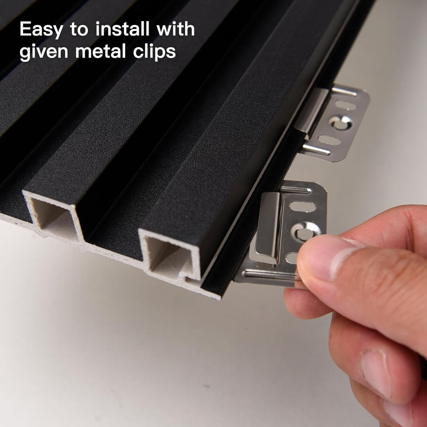 in. WPC Acoustic Slat Wall Panel for Modern Interior Decor / 96*6 / Matte Black / 96 x 6 / Set of 8