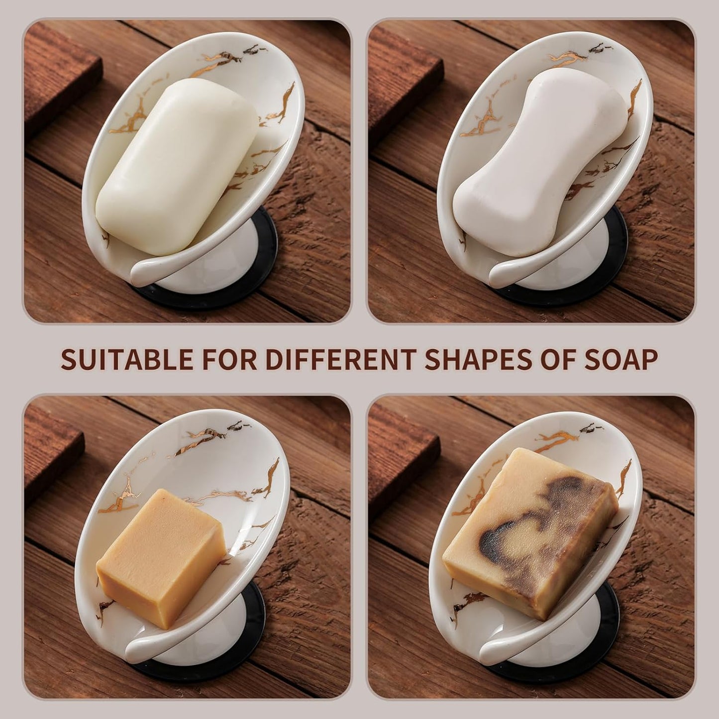 Soap Holder Self Draining Leaf Shape Soap Dishes / Small Size-marble White