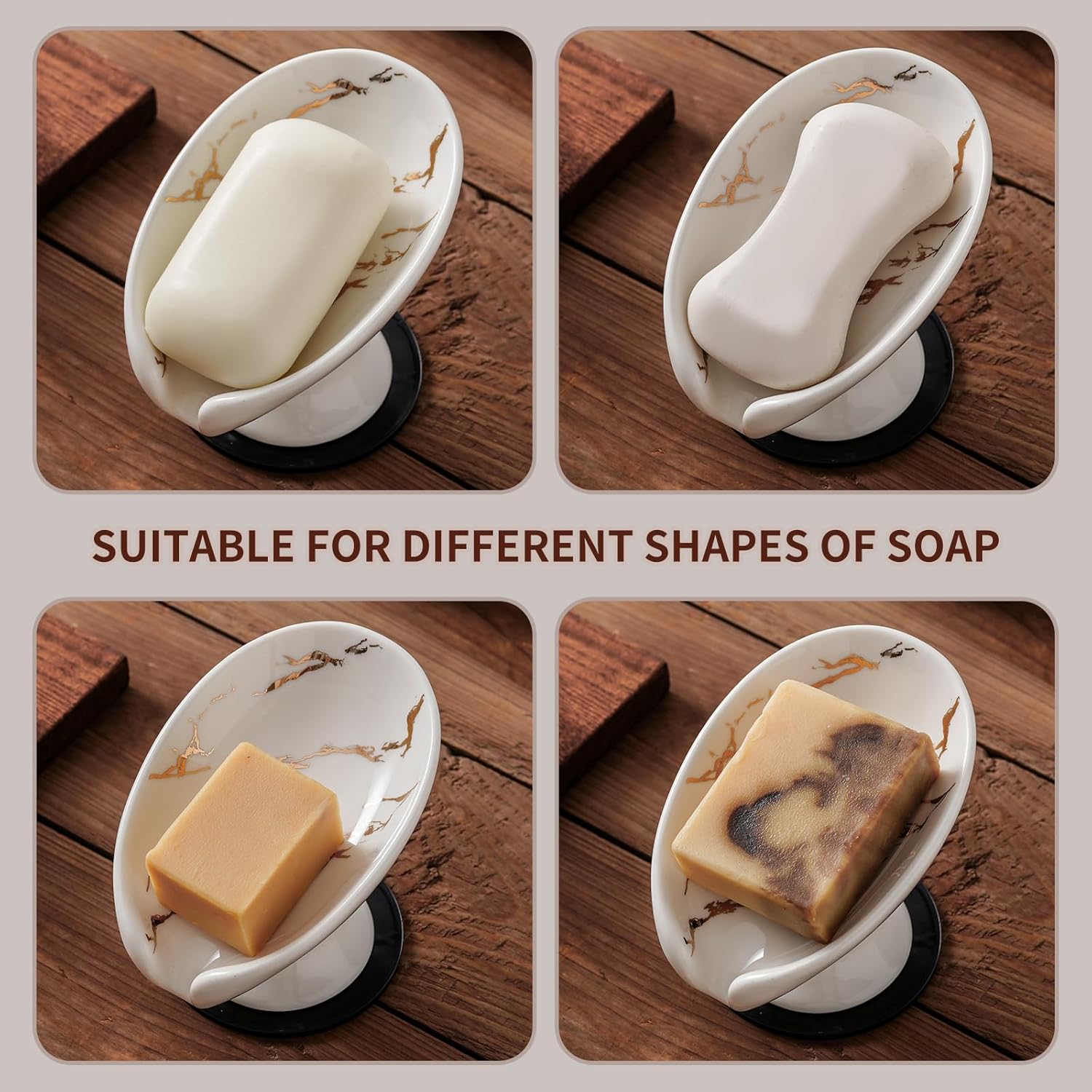 Soap Holder Self Draining Leaf Shape Soap Dishes / Small Size-marble White
