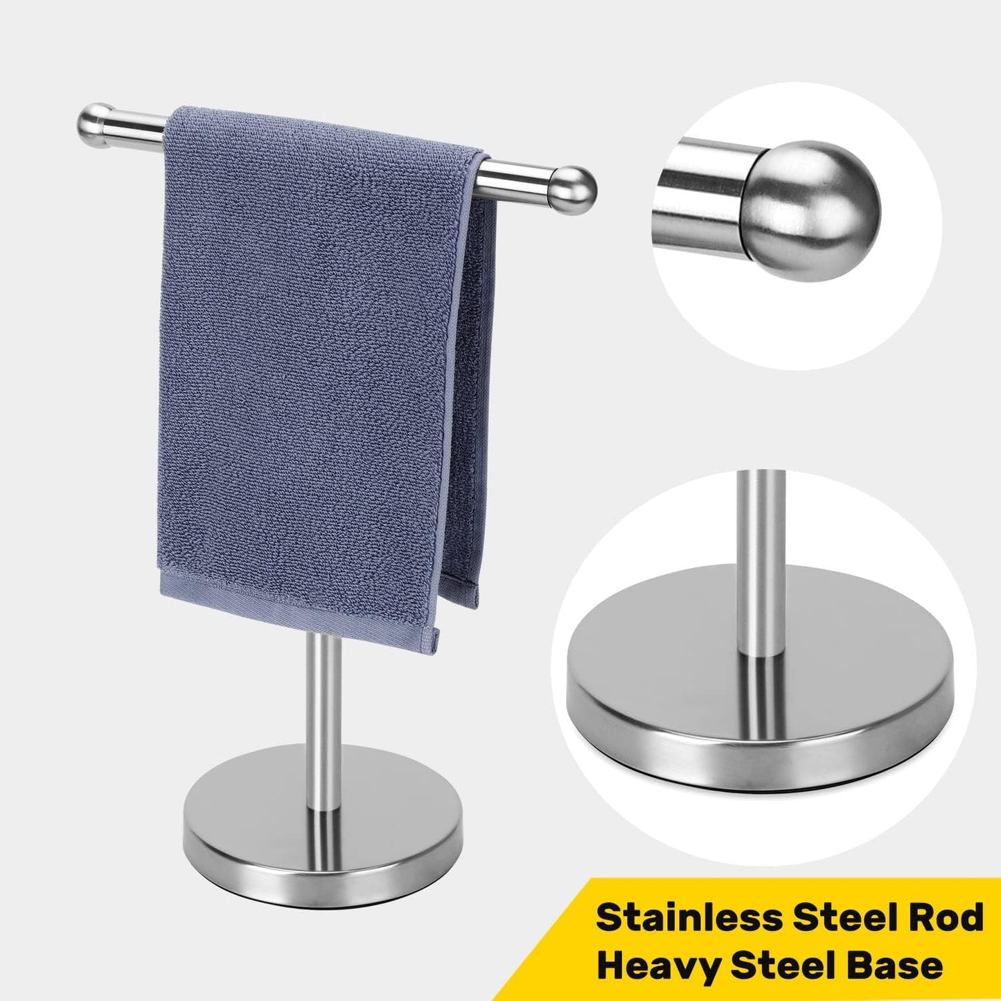 Hand Towel Holder, Hand Towel Rack Stand with Heavy Weighted Base, Countertop Hand Towel Holder Stand for
