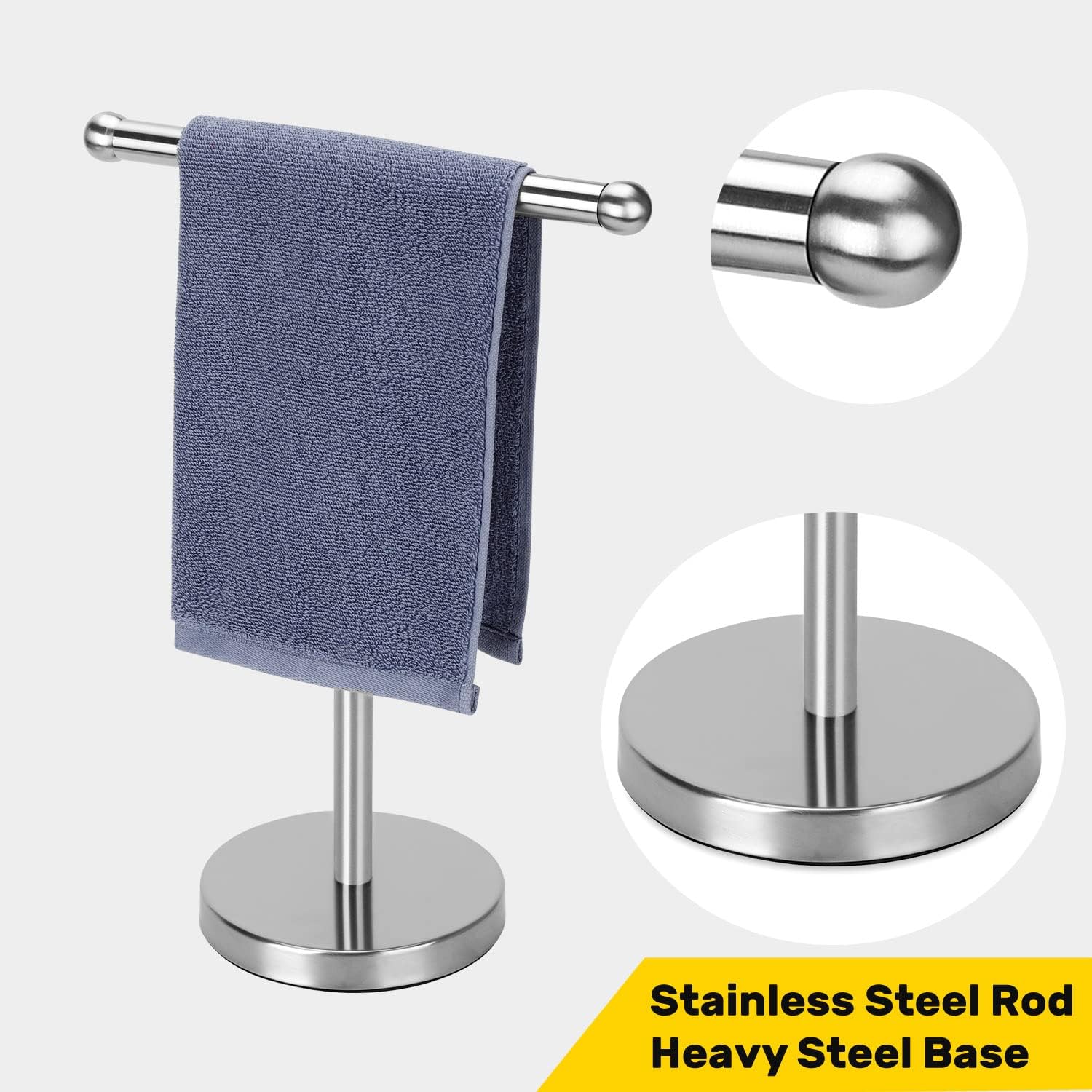 Hand Towel Holder, Hand Towel Rack Stand with Heavy Weighted Base, Countertop Hand Towel Holder Stand for