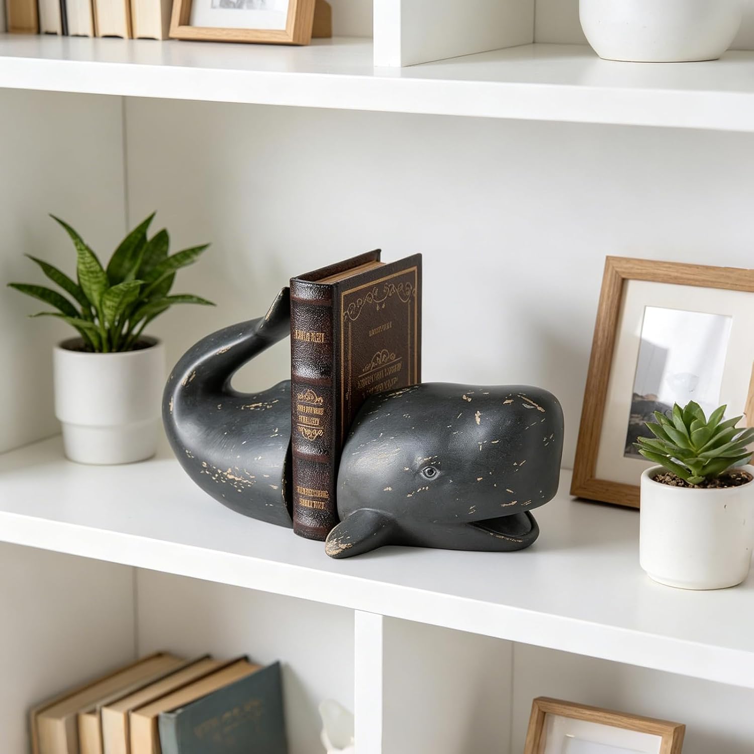 Whale Decorative Bookends Book Stopper / Distressed Finish