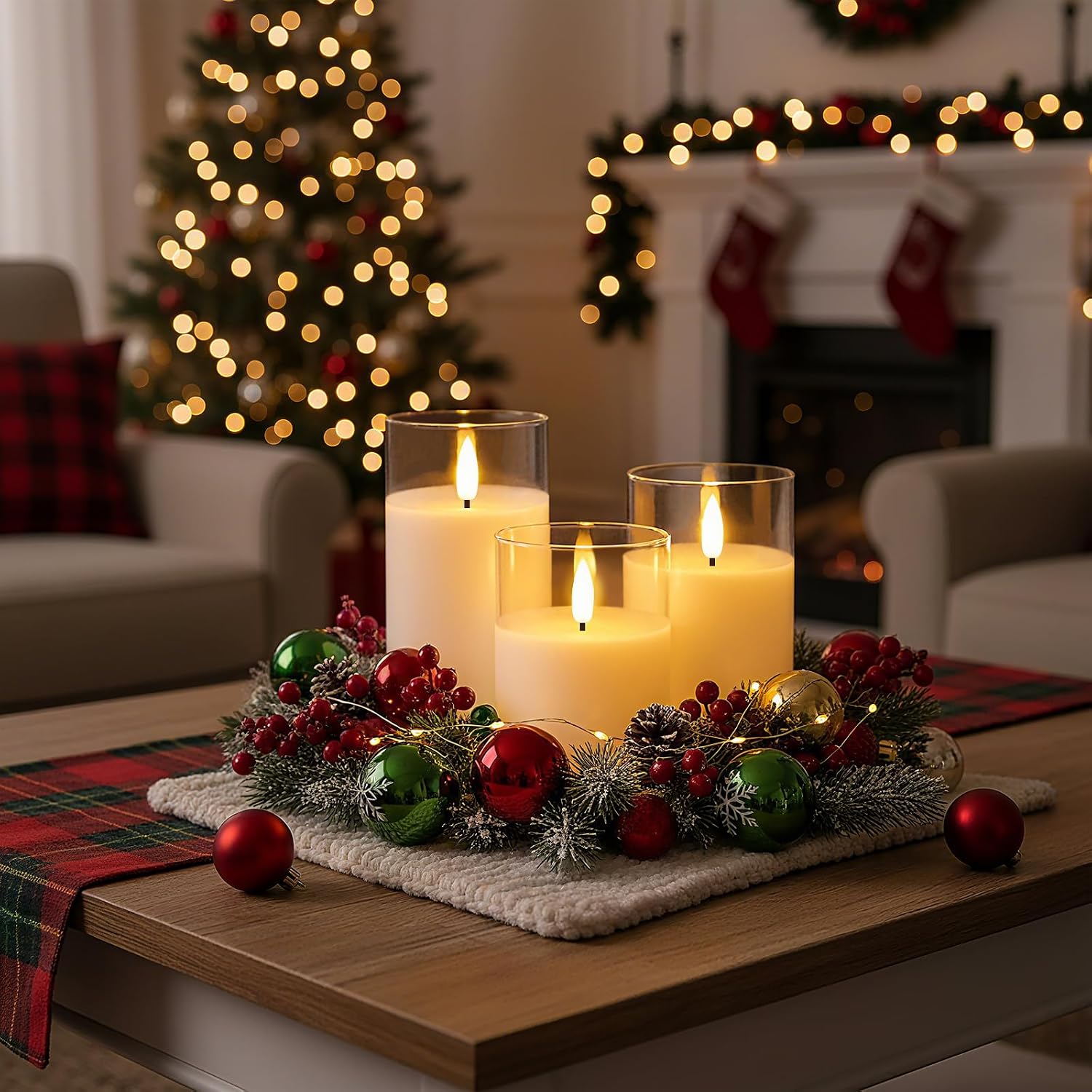 Homemory Pure White Glass Flameless Candles, Real Wax, Remote Timer, 3 Pack | D3"xH4"5"6", battery operated flickering