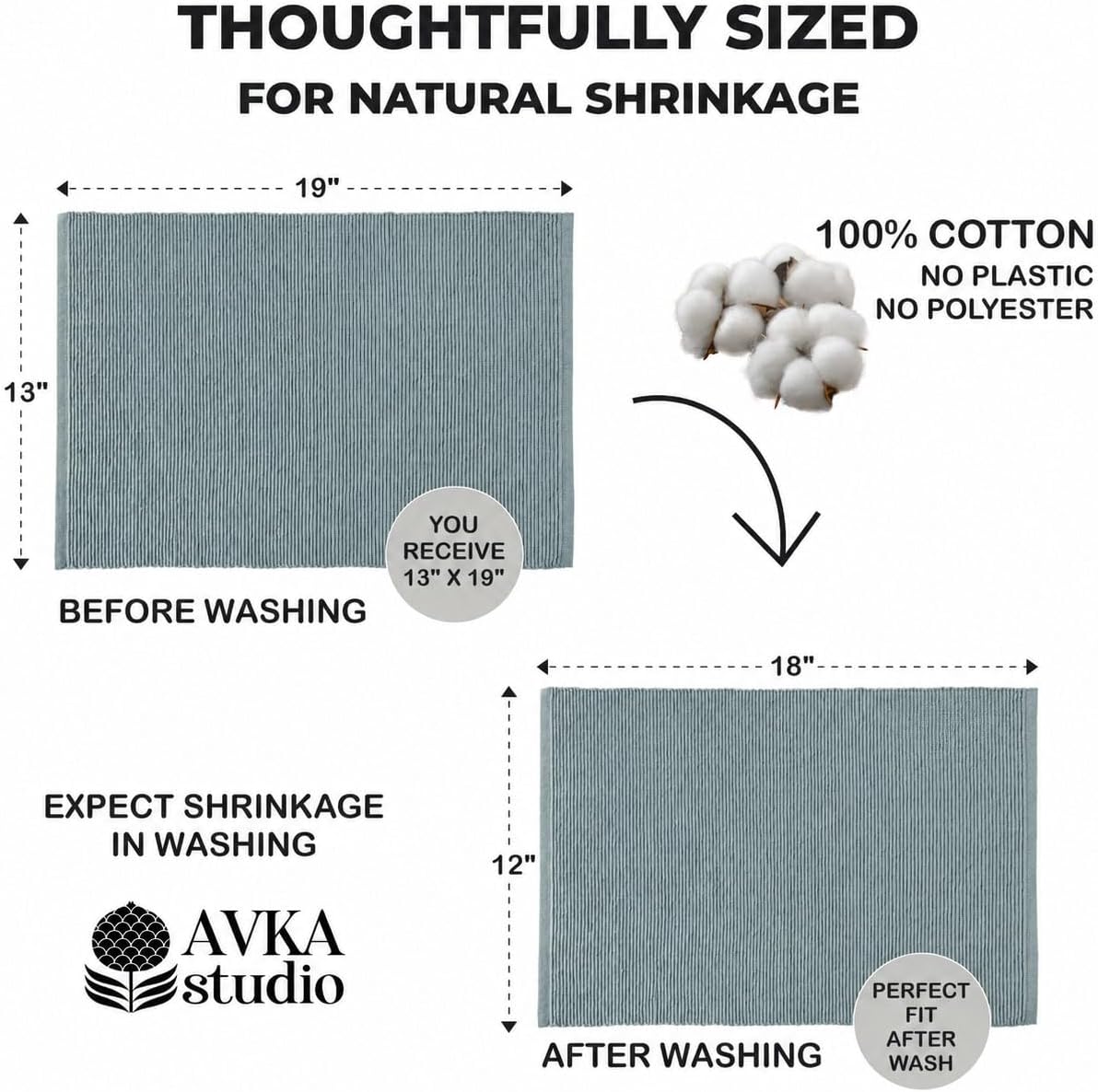 100% Cotton Ribbed Placemats - Set of 6-13 x 19 Inches - Grey - Everyday Cloth Table Mats - Thick Construction