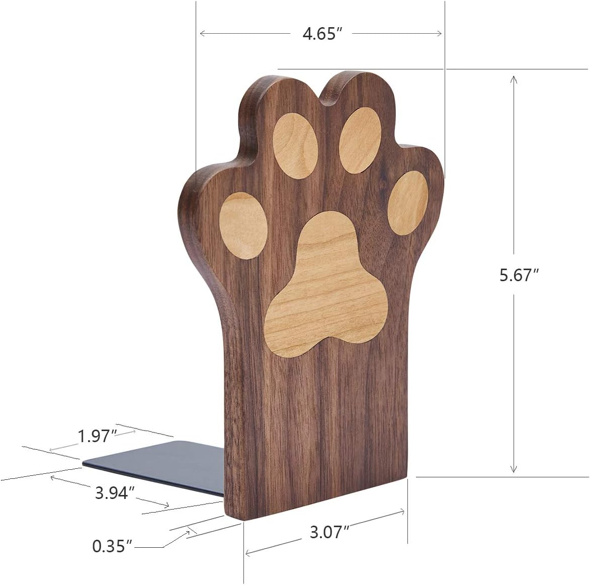 Paw Bookends / Non-Skid Bookend / Paws-walnut