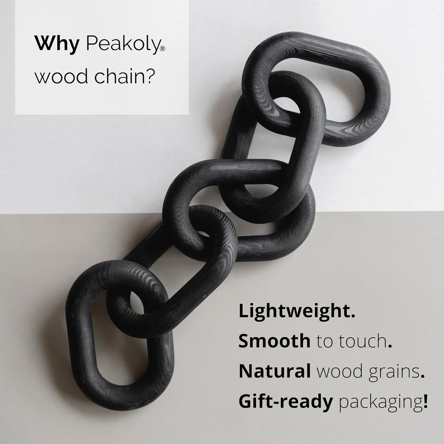 Wood Chain Link Decor / Black / 5-link