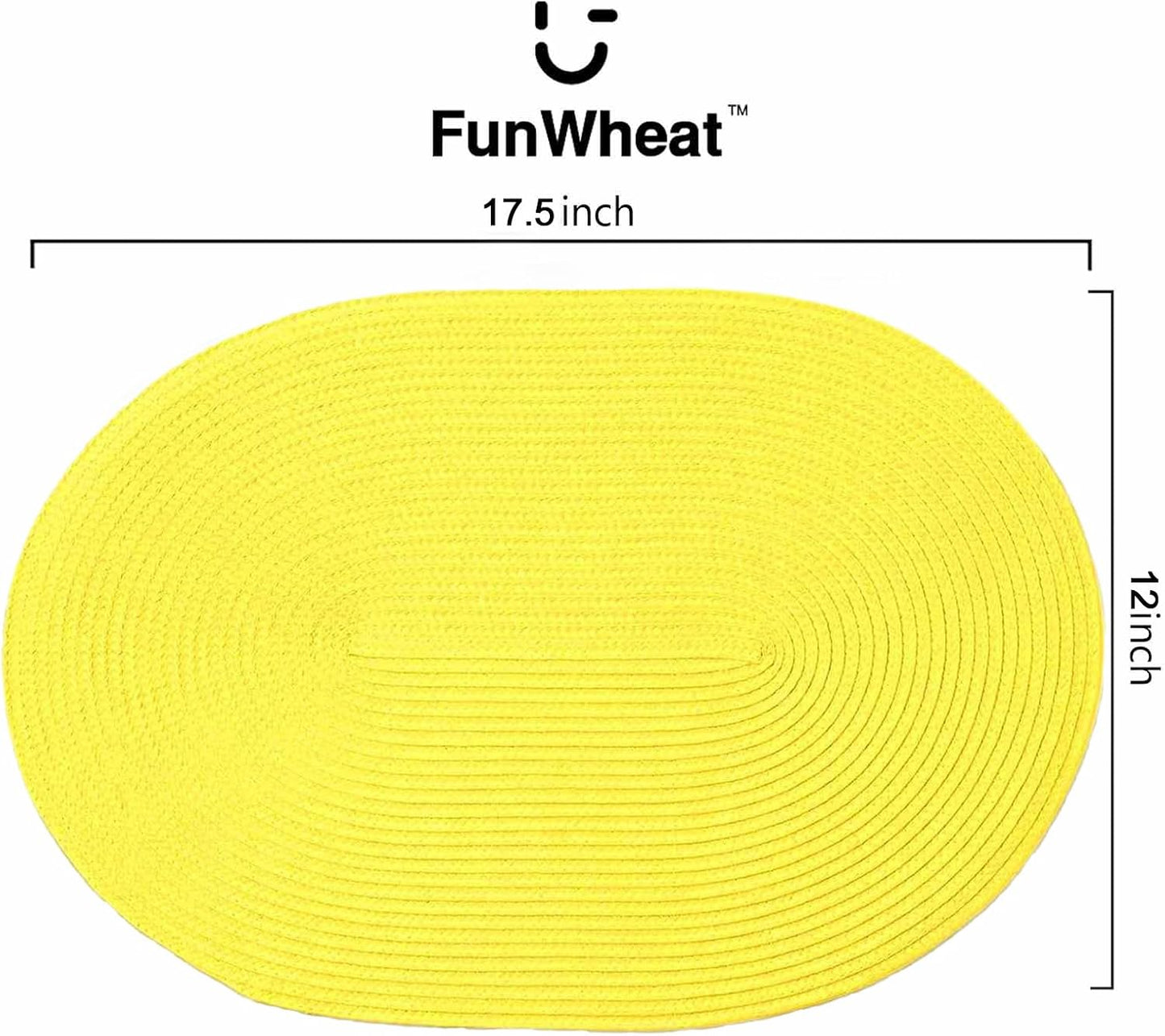 FunWheat Oval Braided Placemats Set of 8 Table Mats for Dining Tables Washable Heat Resistant Place Mats for Indoor