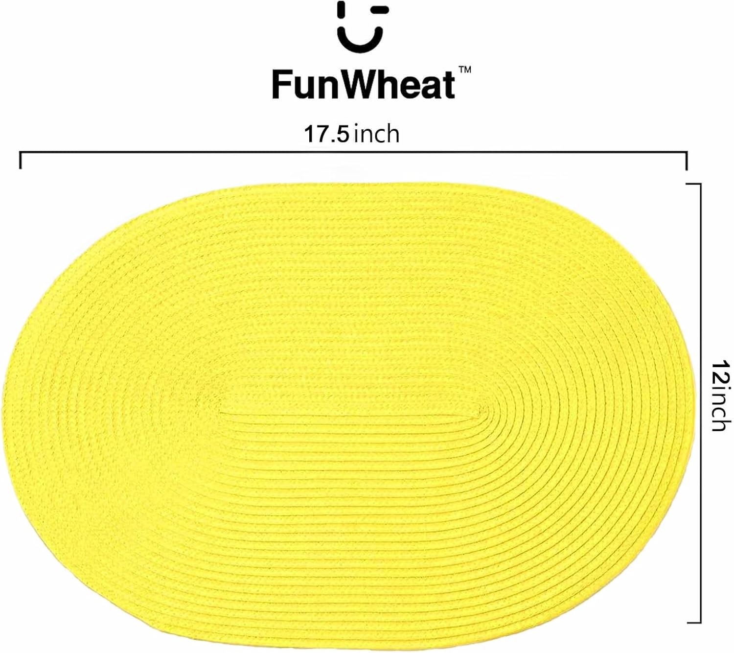 FunWheat Oval Braided Placemats Set of 8 Table Mats for Dining Tables Washable Heat Resistant Place Mats for Indoor