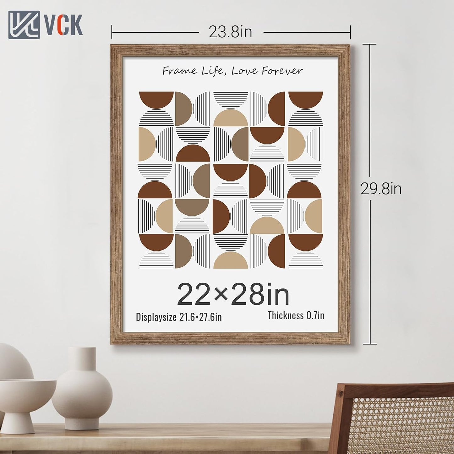 VCK 22x28 Poster Frame Solid Wood Walnut 3 Pack Picture Frames 22 x 28 Inches with Wall Mounting Hanging