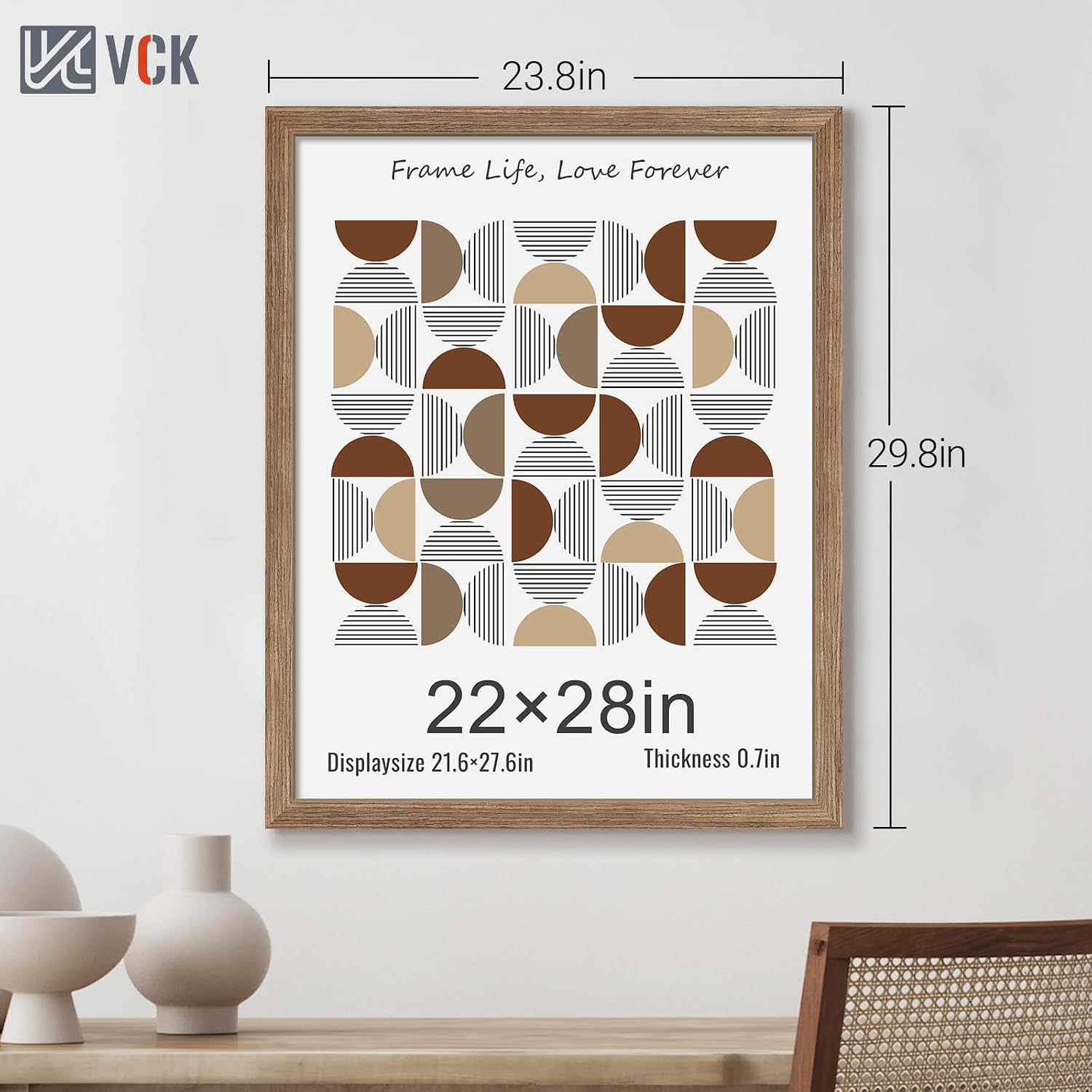 VCK 22x28 Poster Frame Solid Wood Walnut 3 Pack Picture Frames 22 x 28 Inches with Wall Mounting Hanging