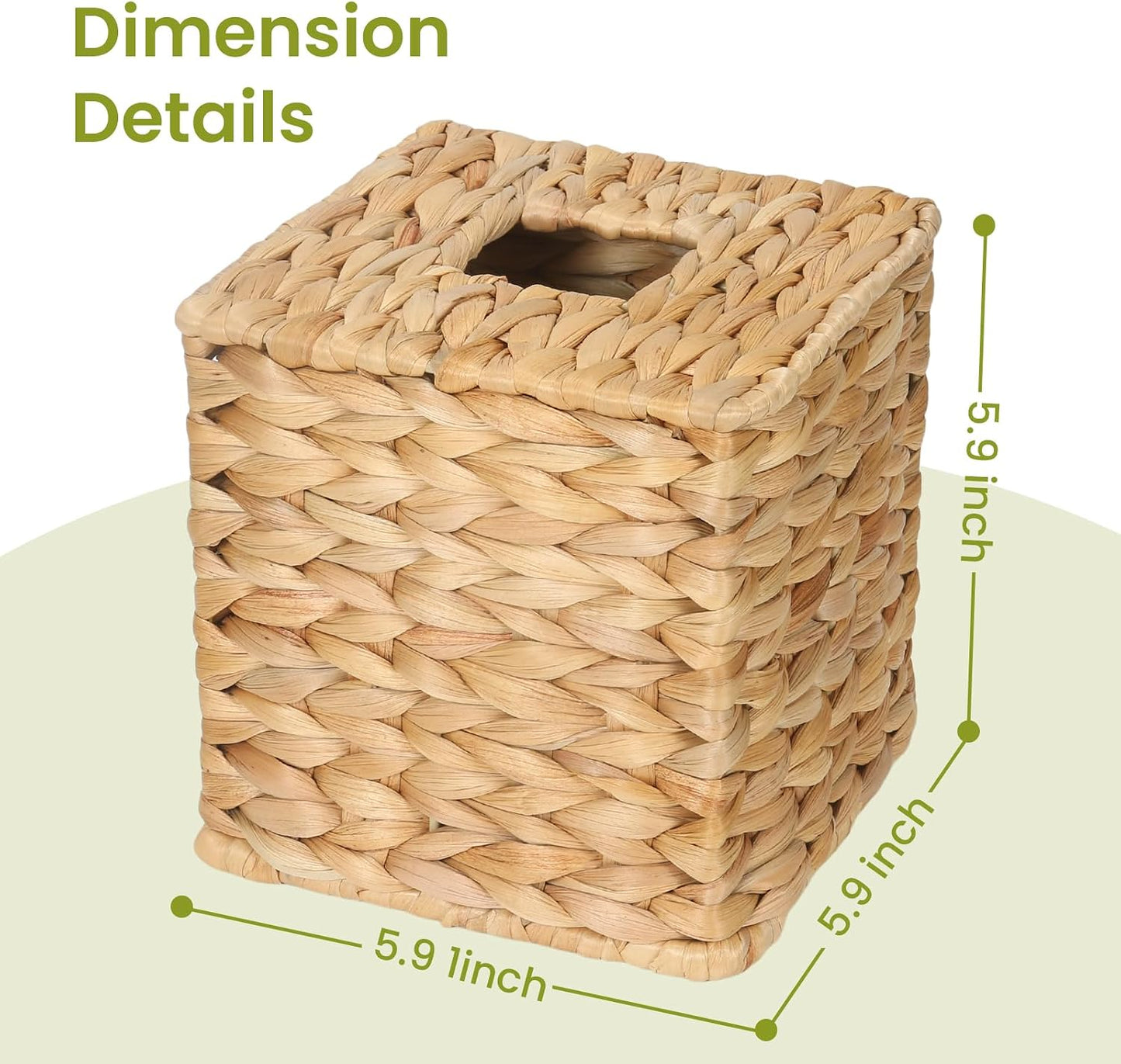 Water Hyacinth Square Tissue Box Cover / 5.8 " Square / Natural