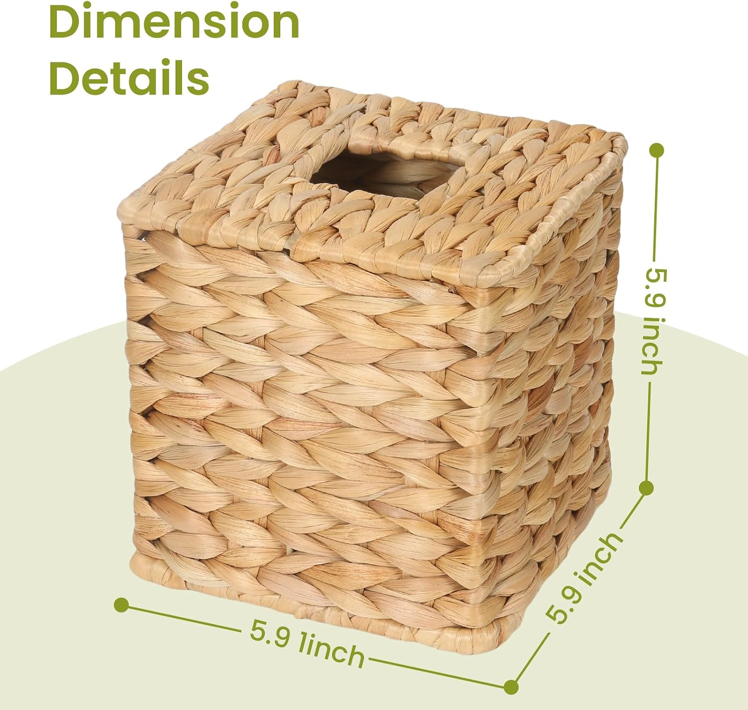 Water Hyacinth Square Tissue Box Cover / 5.8 " Square / Natural
