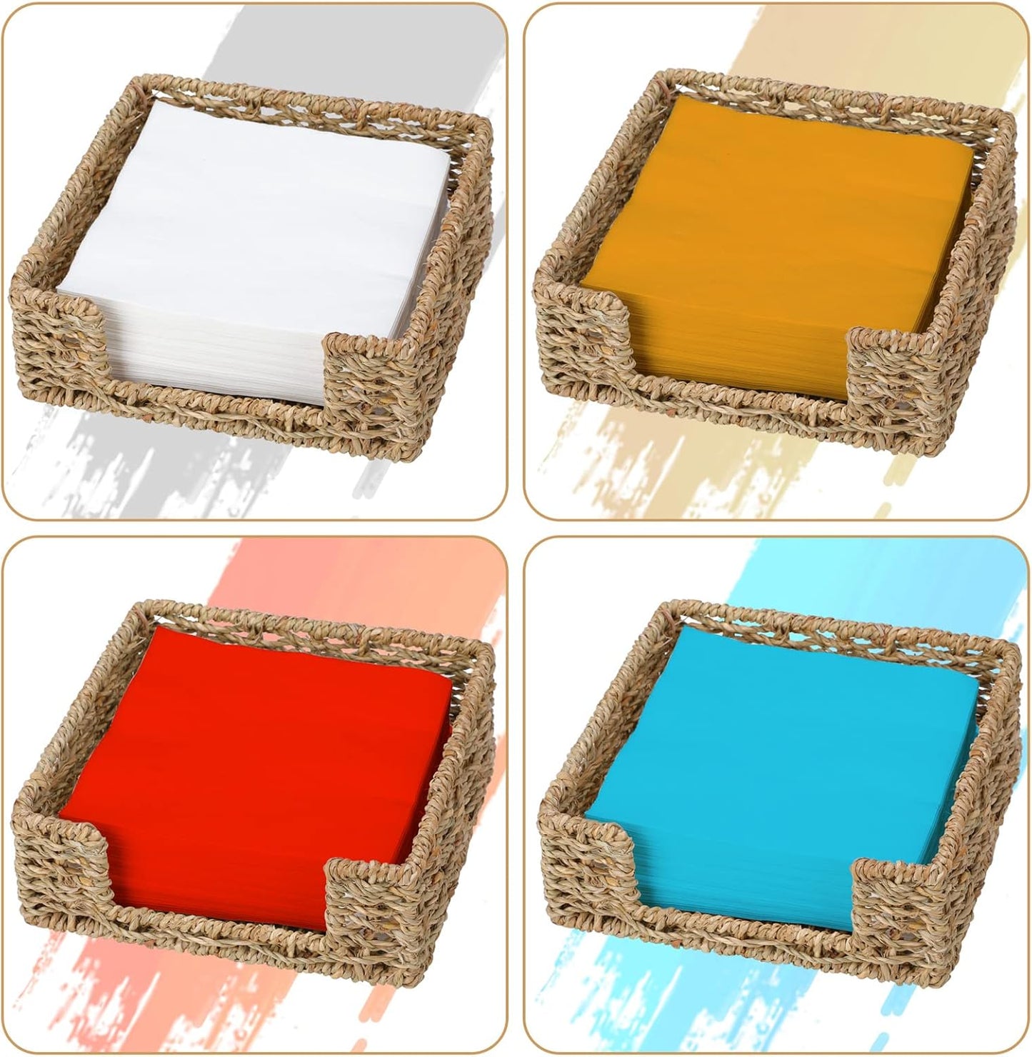 Ratten Napkin Holder / Seagrass / L7.8" x W7.8" x H2.8