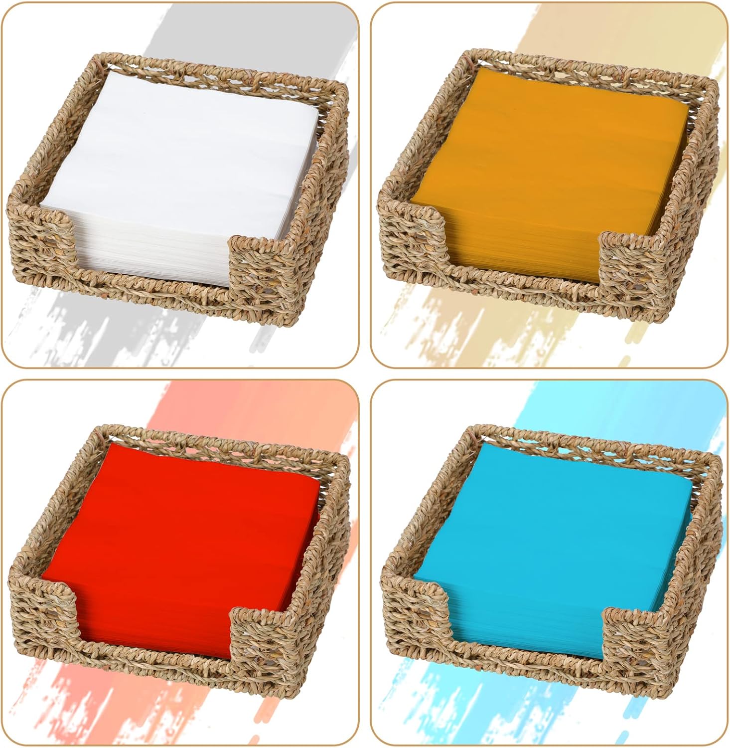 Ratten Napkin Holder / Seagrass / L7.8" x W7.8" x H2.8