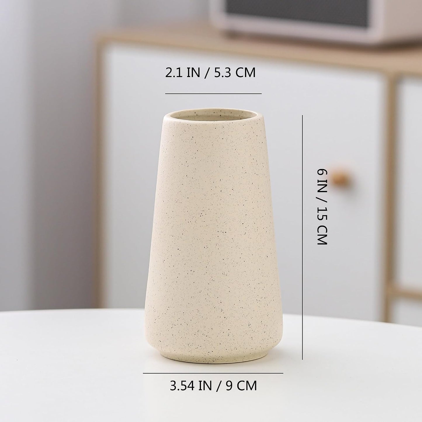 Ceramic Vase / Boho Off White Cream Vases for Flower / Beige / Small