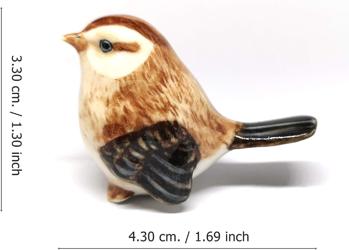 ฺBird Figurine Ceramic Tailorbird Animal Miniature Handmade Gift Decor DIY Craft Design Collectible