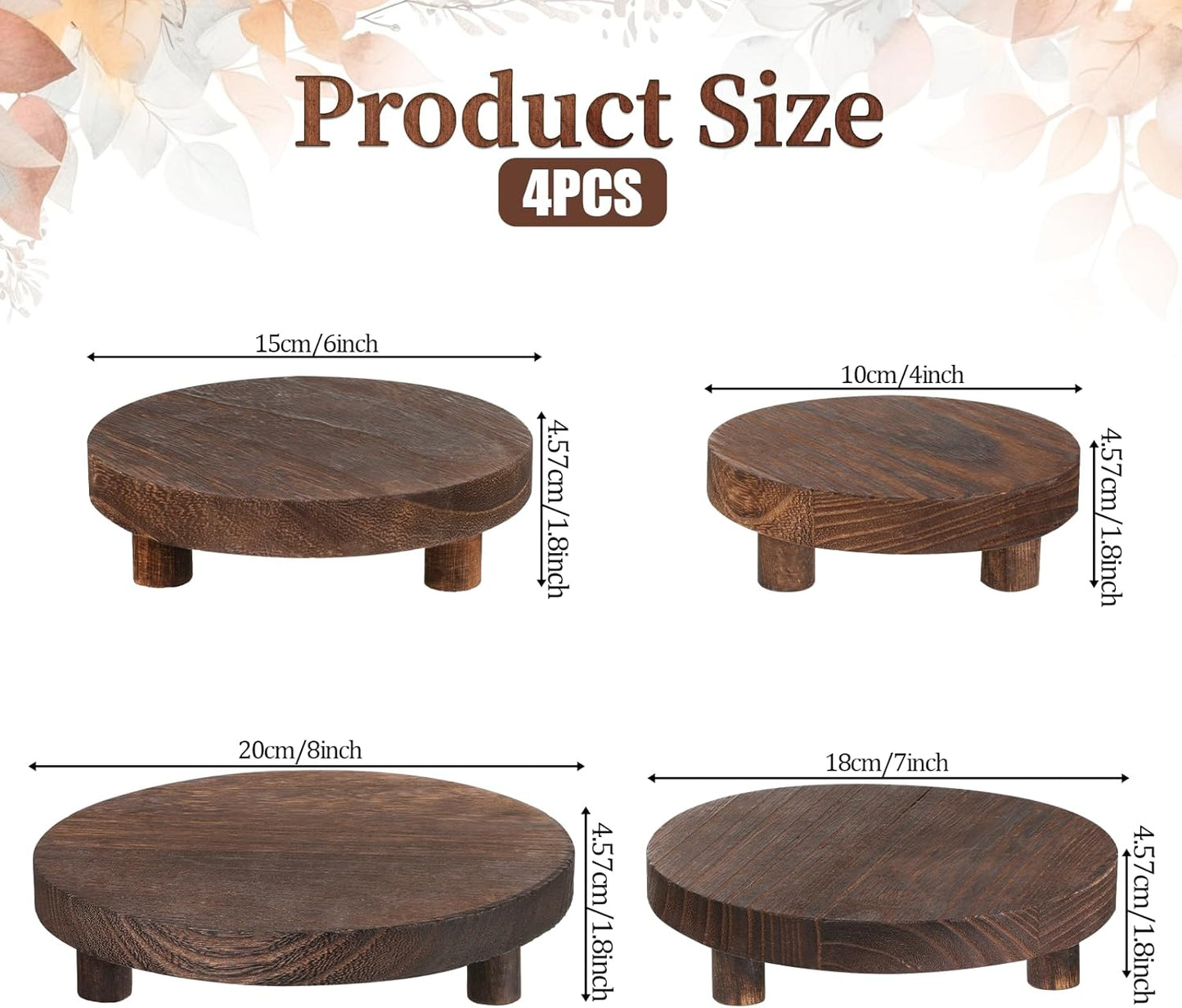 Round Wood Risers Display Stands Wooden Risers / Set of 4