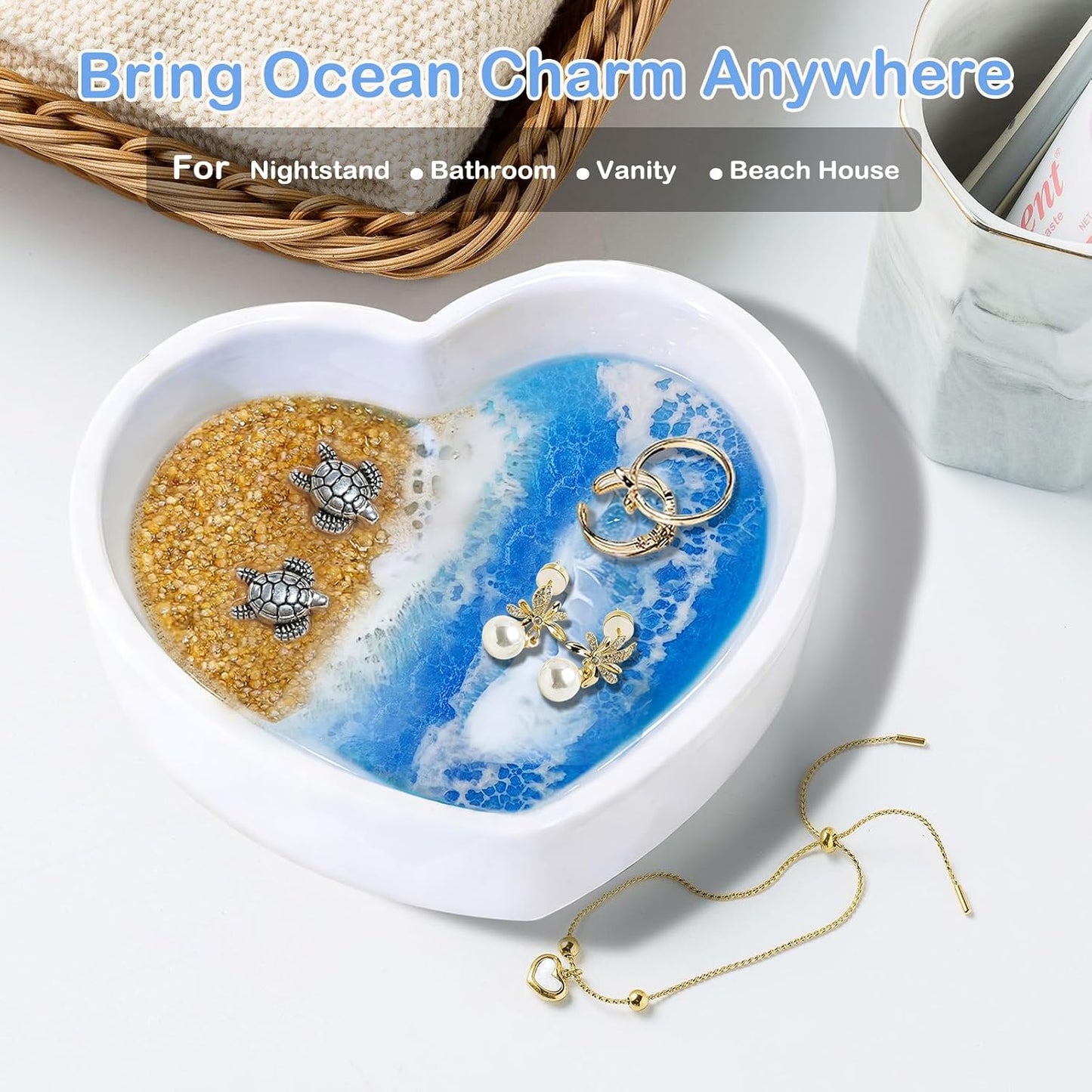 Coastal Jewelry Tray for Engagement & Wedding / Beach Ocean