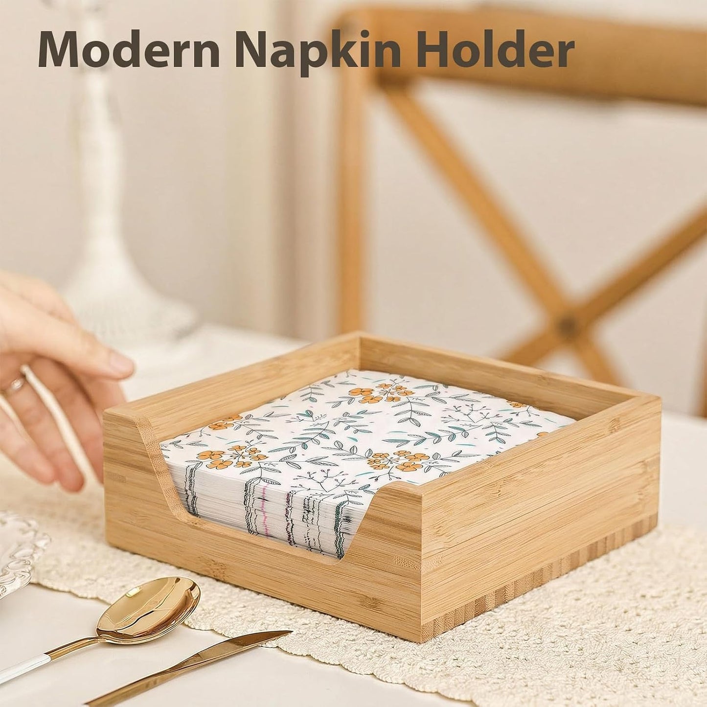 Napkin Holder / Bamboo Napkin Holder / 7.36 x 7.36 x 2.36
