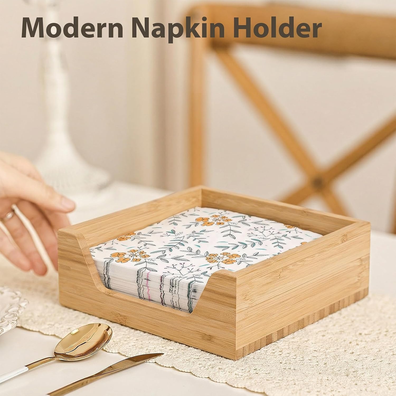 Napkin Holder / Bamboo Napkin Holder / 7.36 x 7.36 x 2.36
