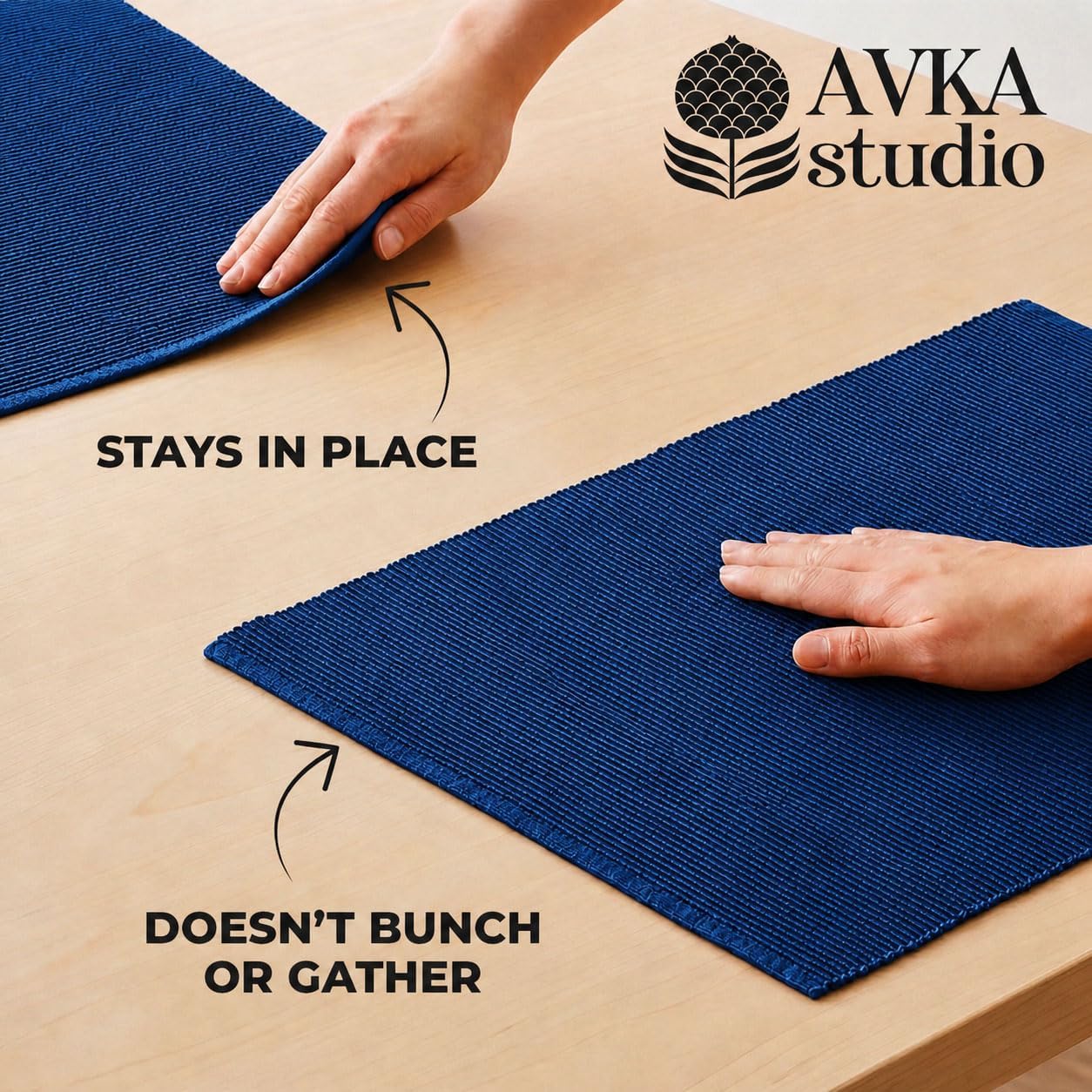 100% Cotton Ribbed Placemats - Set of 6-13 x 19 Inches - Royal Blue - Everyday Cloth Table Mats - Thick Construction