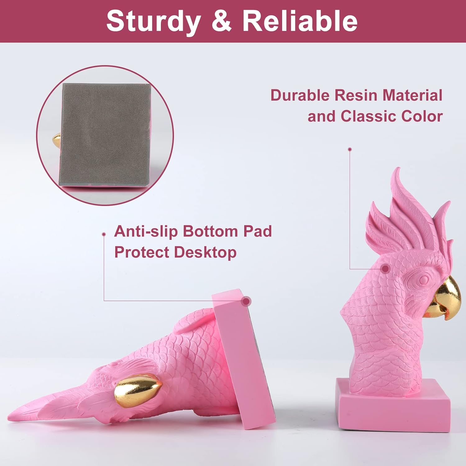 Parrot Decorative Bookends / Pink / Set of 2