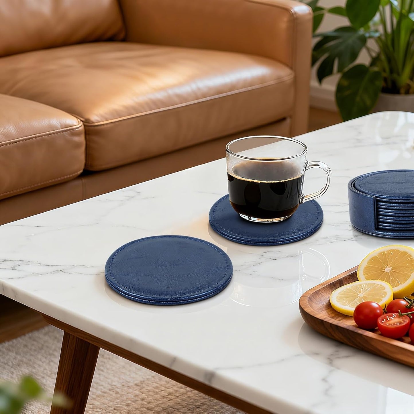 Holder / Modern-Style Drink Coasters / Blue / Set of 6