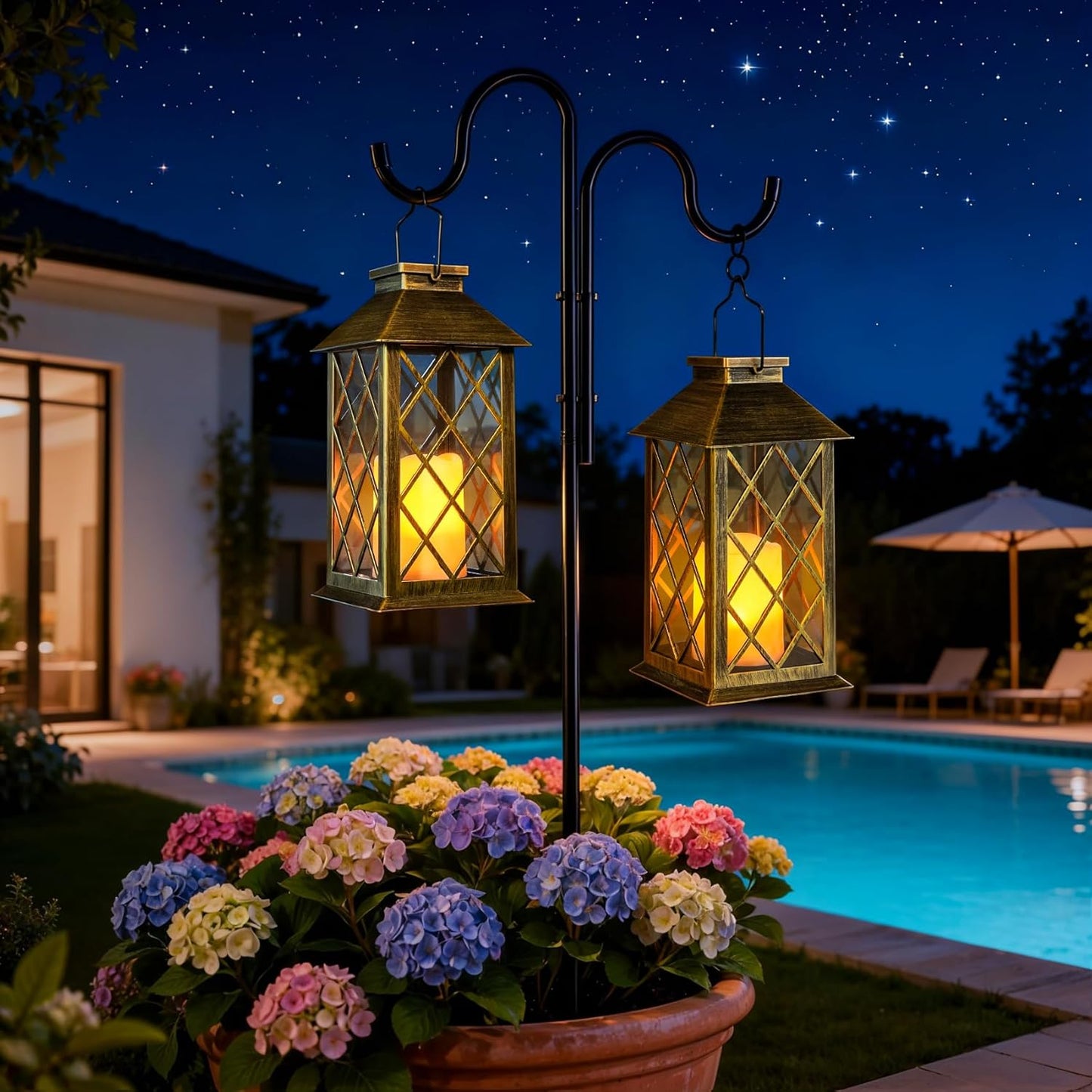 14" Solar Lanterns Outdoor Waterproof Garden Lanterns Flameless Candle Mission Lights for Table,Outdoor,Party Mothers