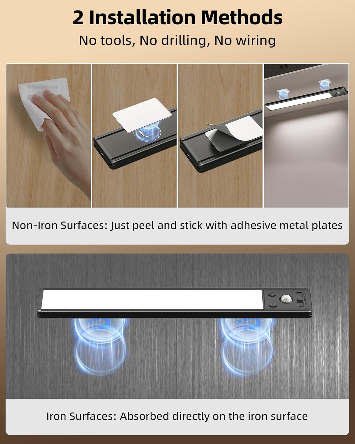 EZVALO Under Cabinet Lighting, 3500mAh Rechargeable Motion Sensor Light Indoor, 3 Color Temps, 5-Level Dimmable