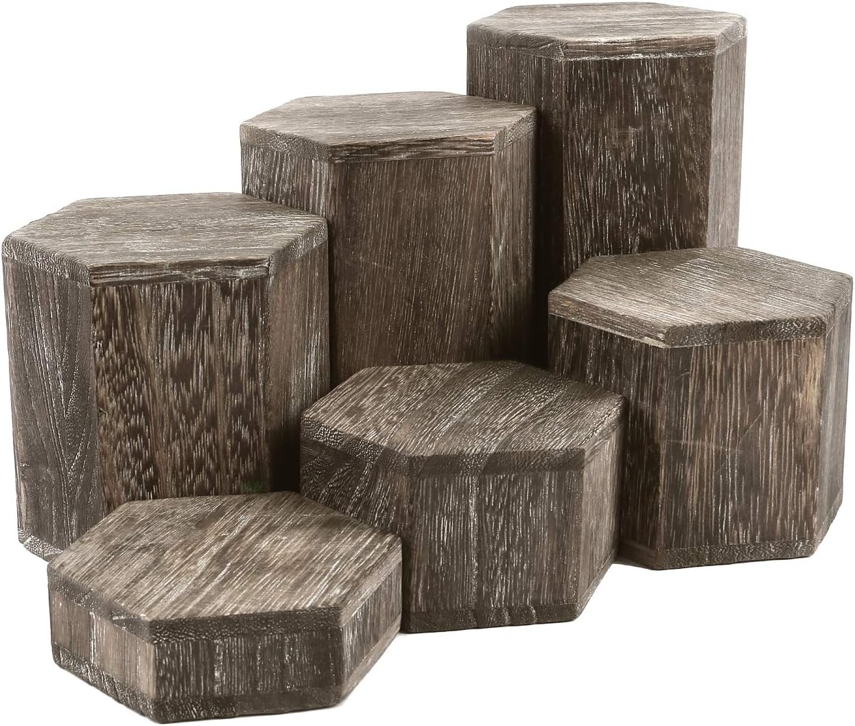 Wooden Hexagon Risers for Display Jewelry and Accessories Display Stand / Coffee / Set of 6