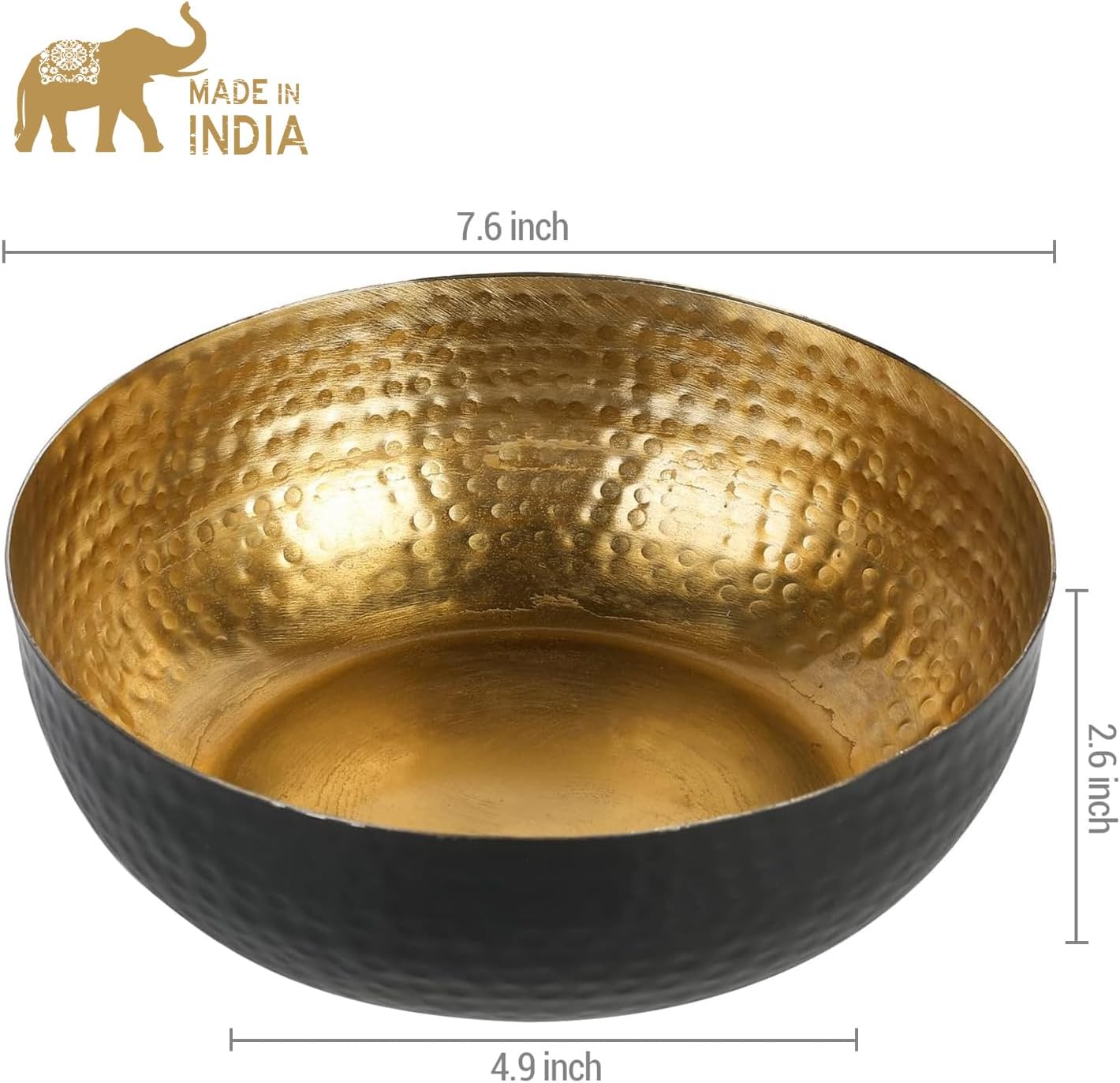 Metal Hammered Decorative Bowl / Black