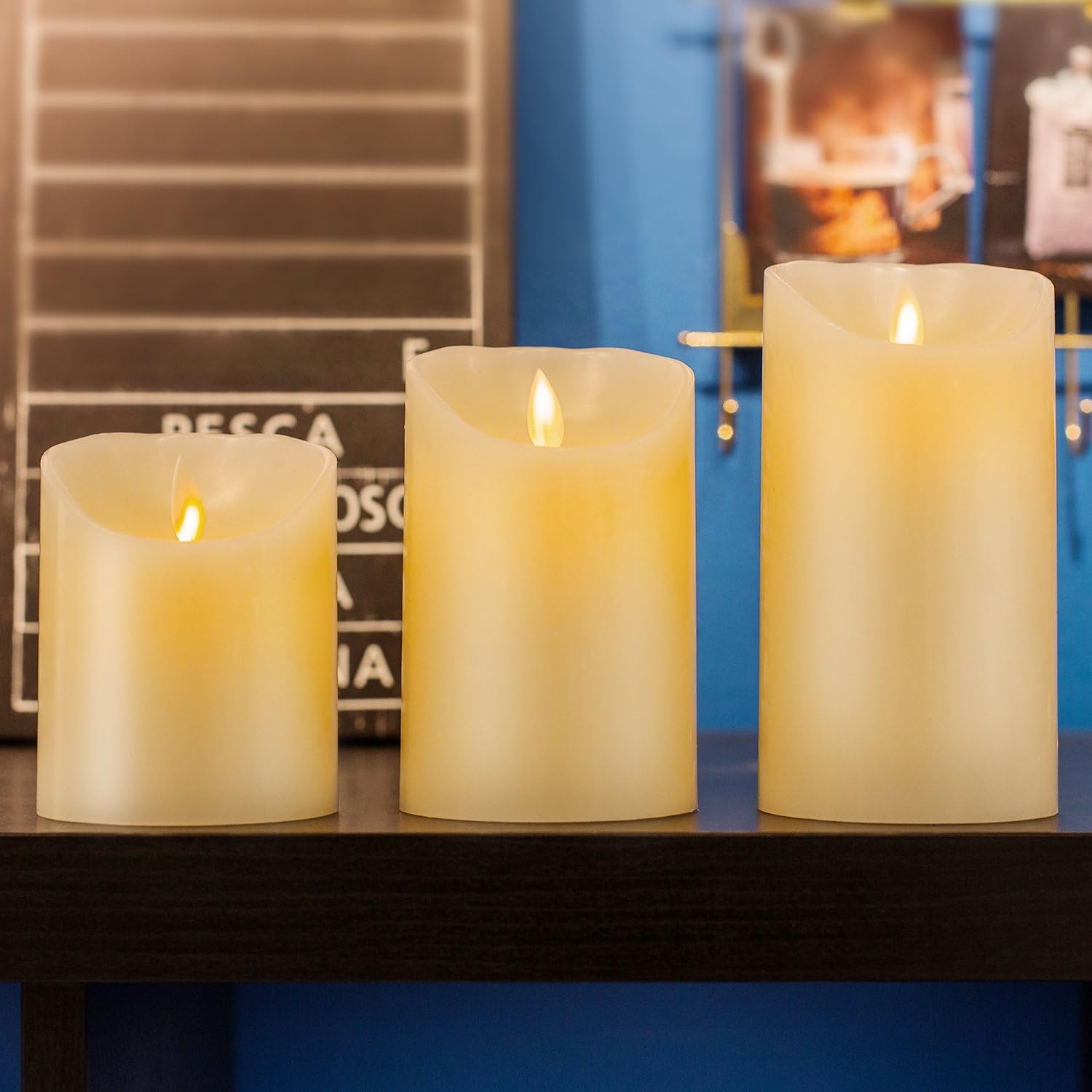 AKU TONPA Flameless Candles Battery Operated Pillar Real Wax Electric LED Flickering Candle Sets with Remote Control