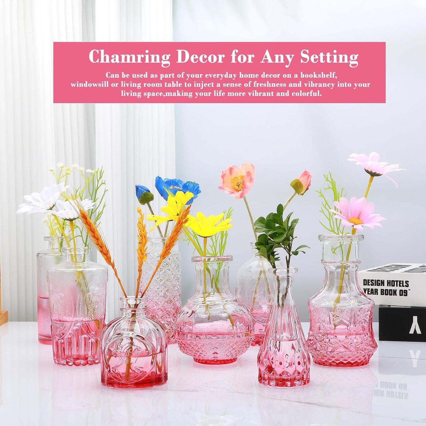 Glass Bud Vase in Bulk / Pink / Set of 8