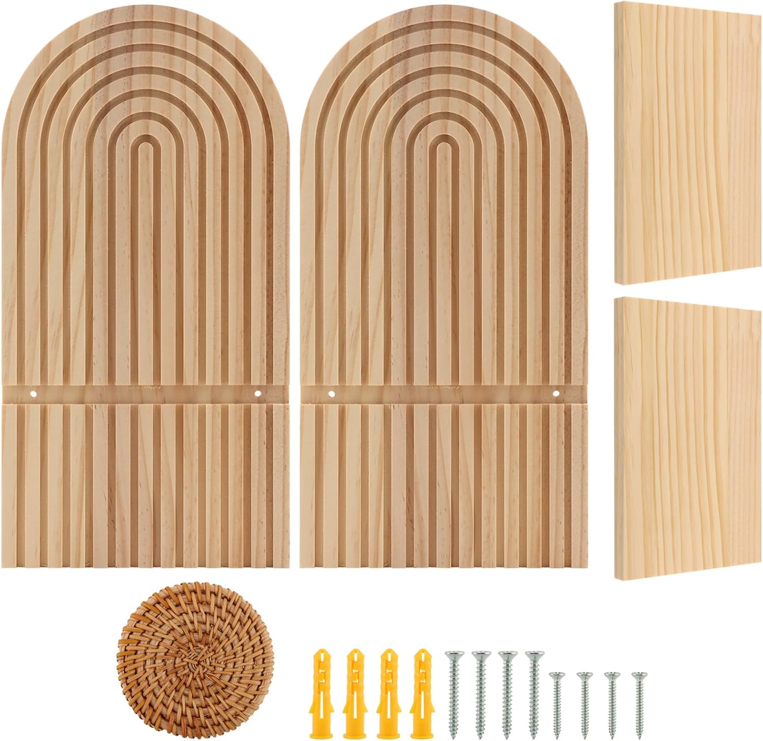 Modern Arched Wooden Hanging Shelves Rainbow Wall Candle Holder Bohemian Floating / Wood / Set of 2