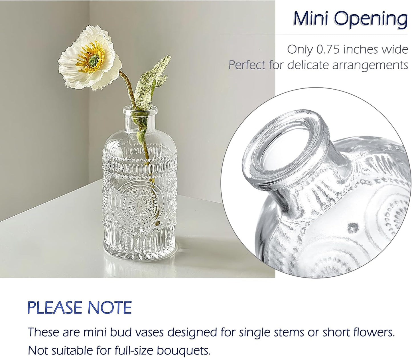 Mini Glass Bud Vases / Clear / 4.9 Inch / Set of 12