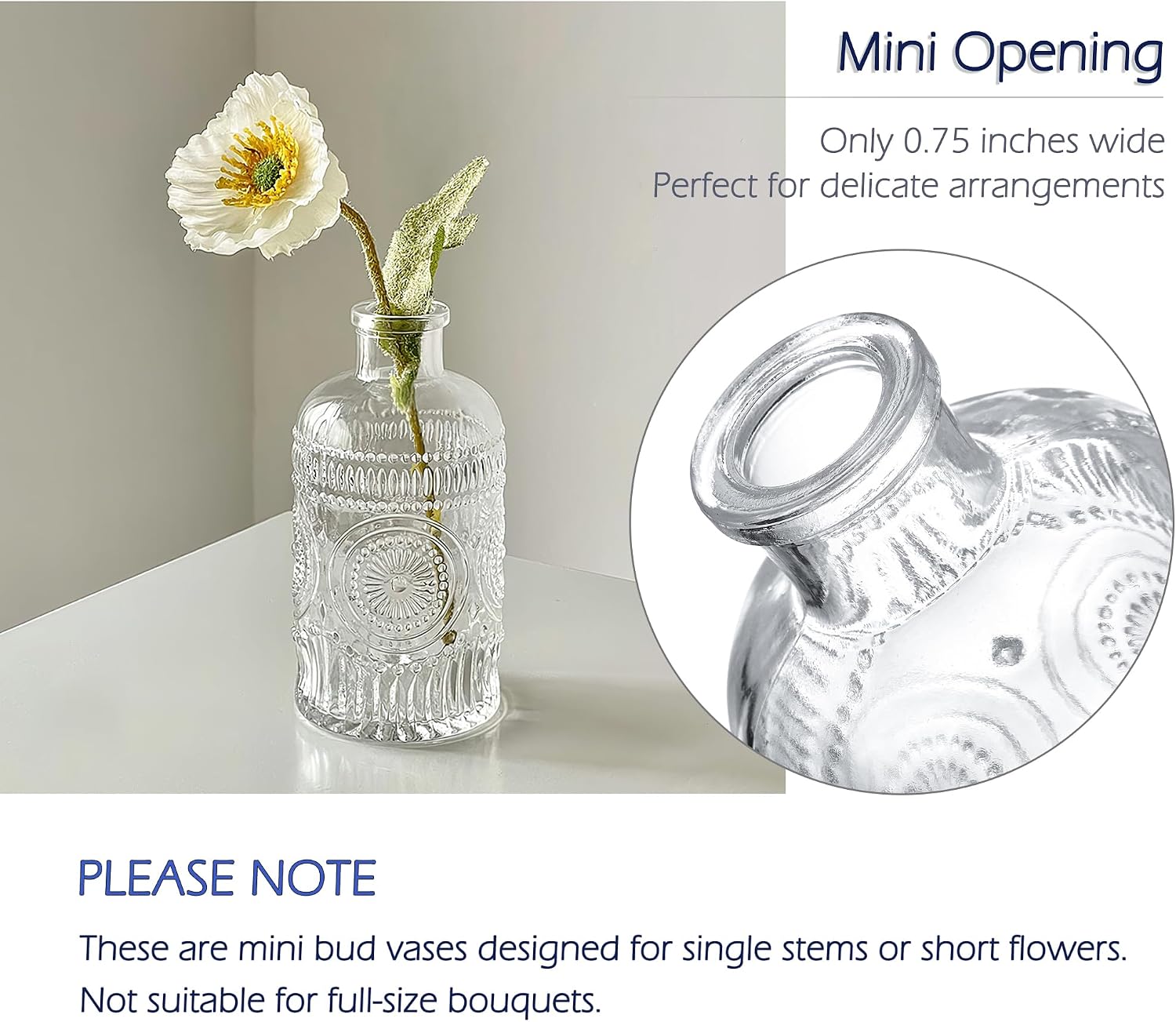 Mini Glass Bud Vases / Clear / 4.9 Inch / Set of 12