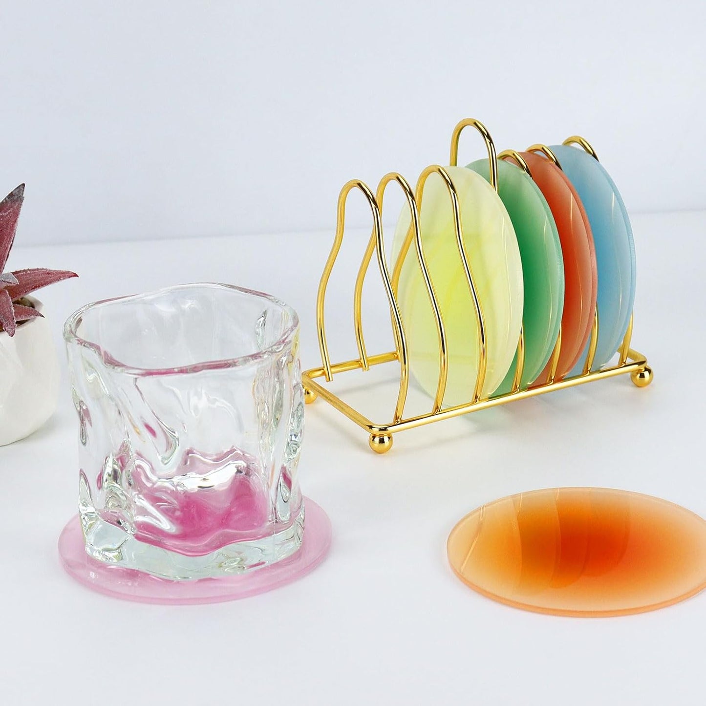 Metal Holder Stand / Red, Pink, Yellow, Blue, Orange, Green / Set of 6