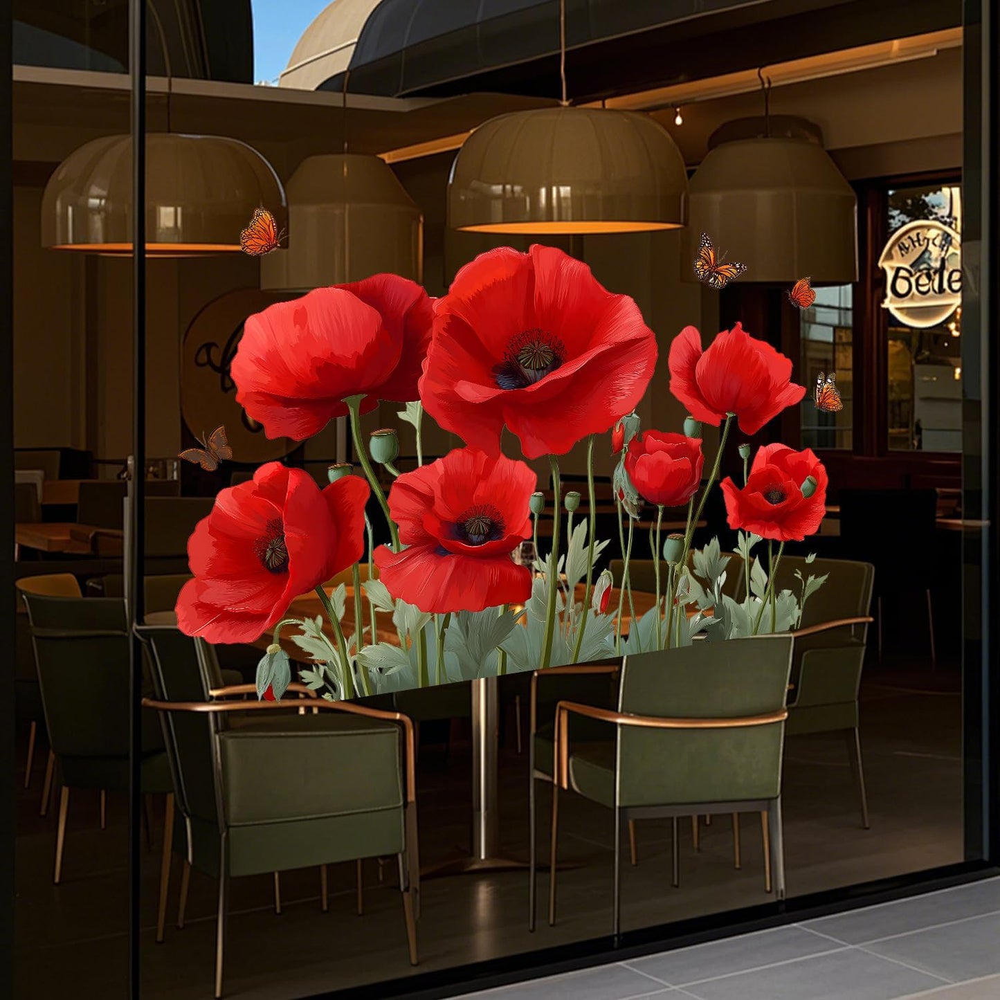 Poppy Flower Wall Decals / #4 / Red