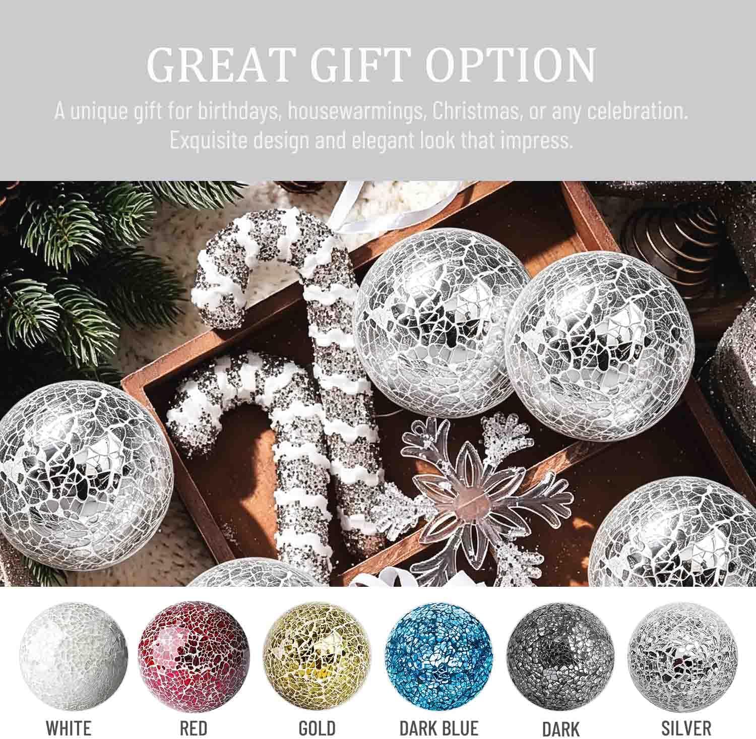 Vases Dining / in Decorative Orbs Glass Balls / Silver / 4 Inch / Set of 3