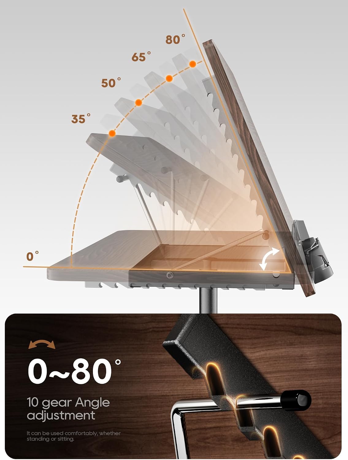 2 in 1 Adjustable Book Stand - Dual-Use Floor and Desktop Book Holder Stand, Height Adjustable 23.5-52 in, Elastic Page