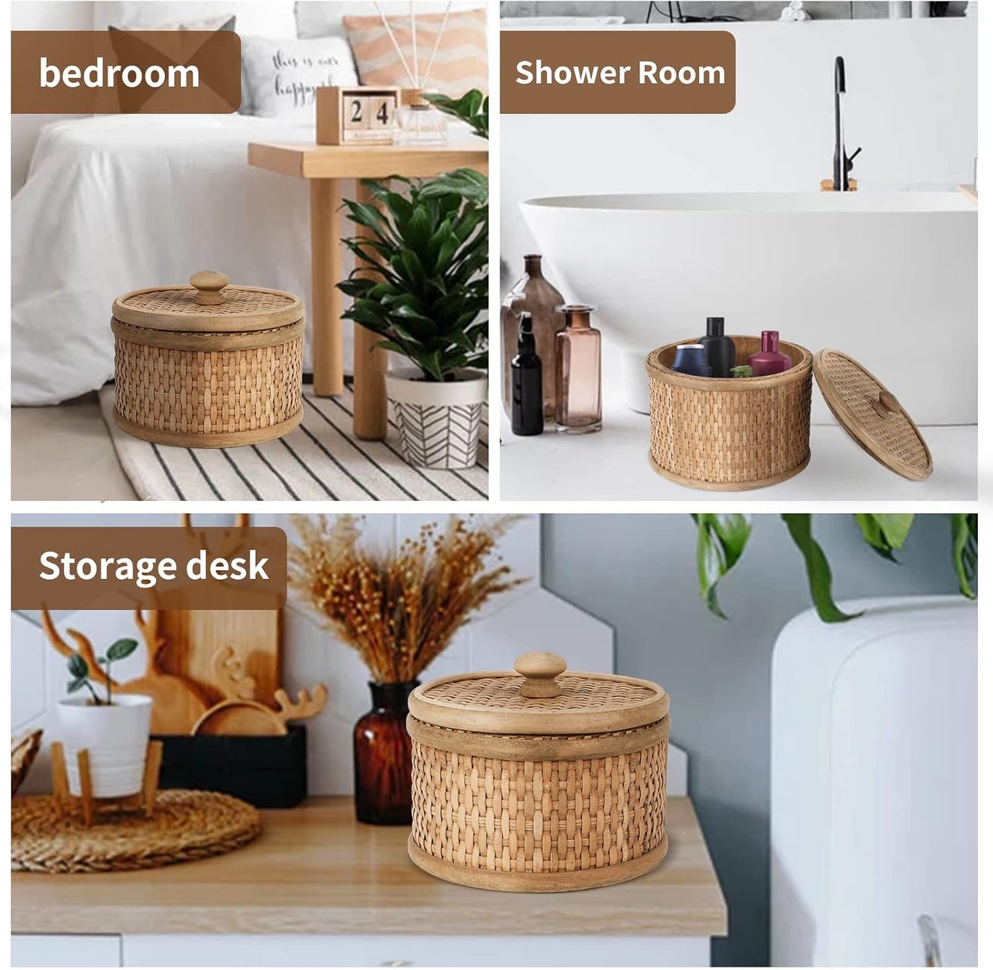 Bohemian Wood Box / Natural / 7 Inch / Set of 2