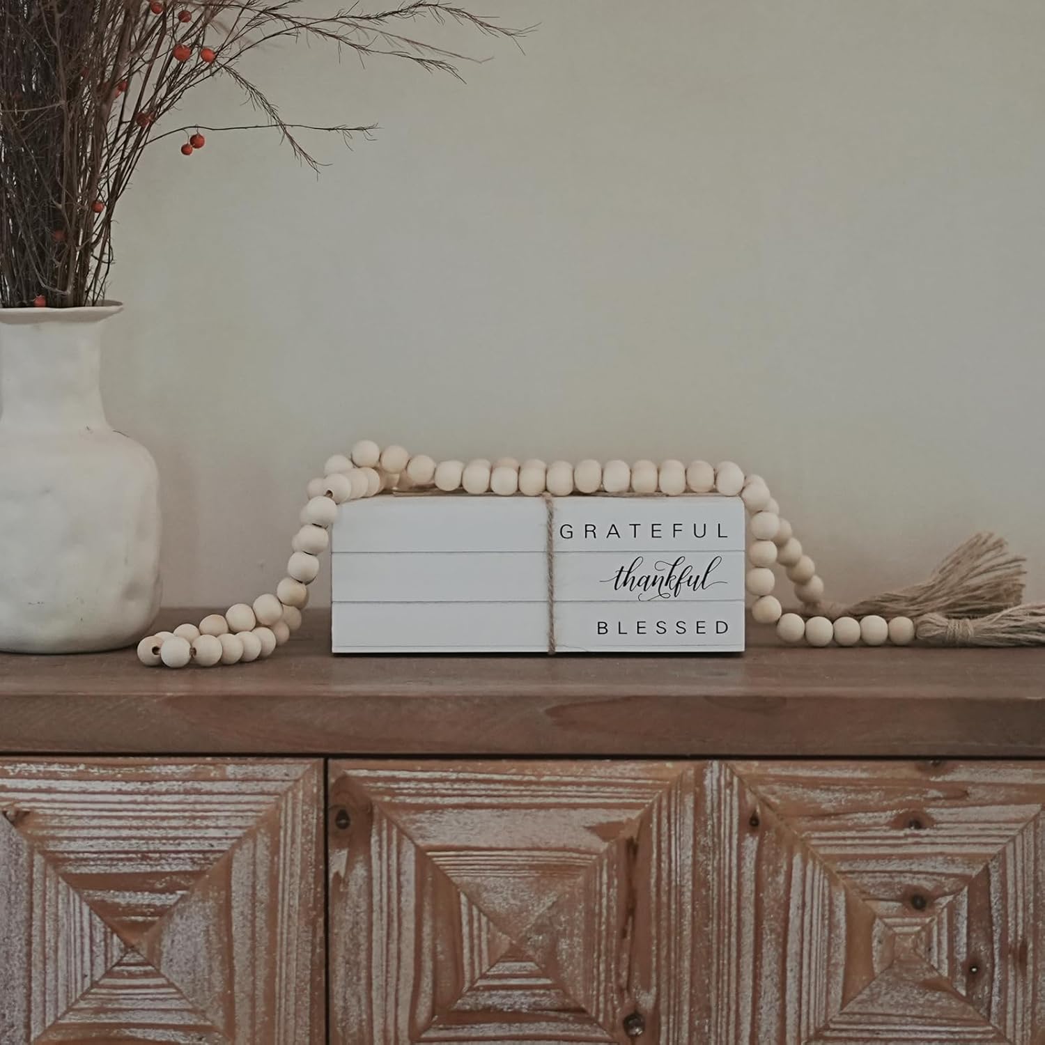 Wooden Faux Book for Decoration / GRATEFUL Thankful BLESSED
