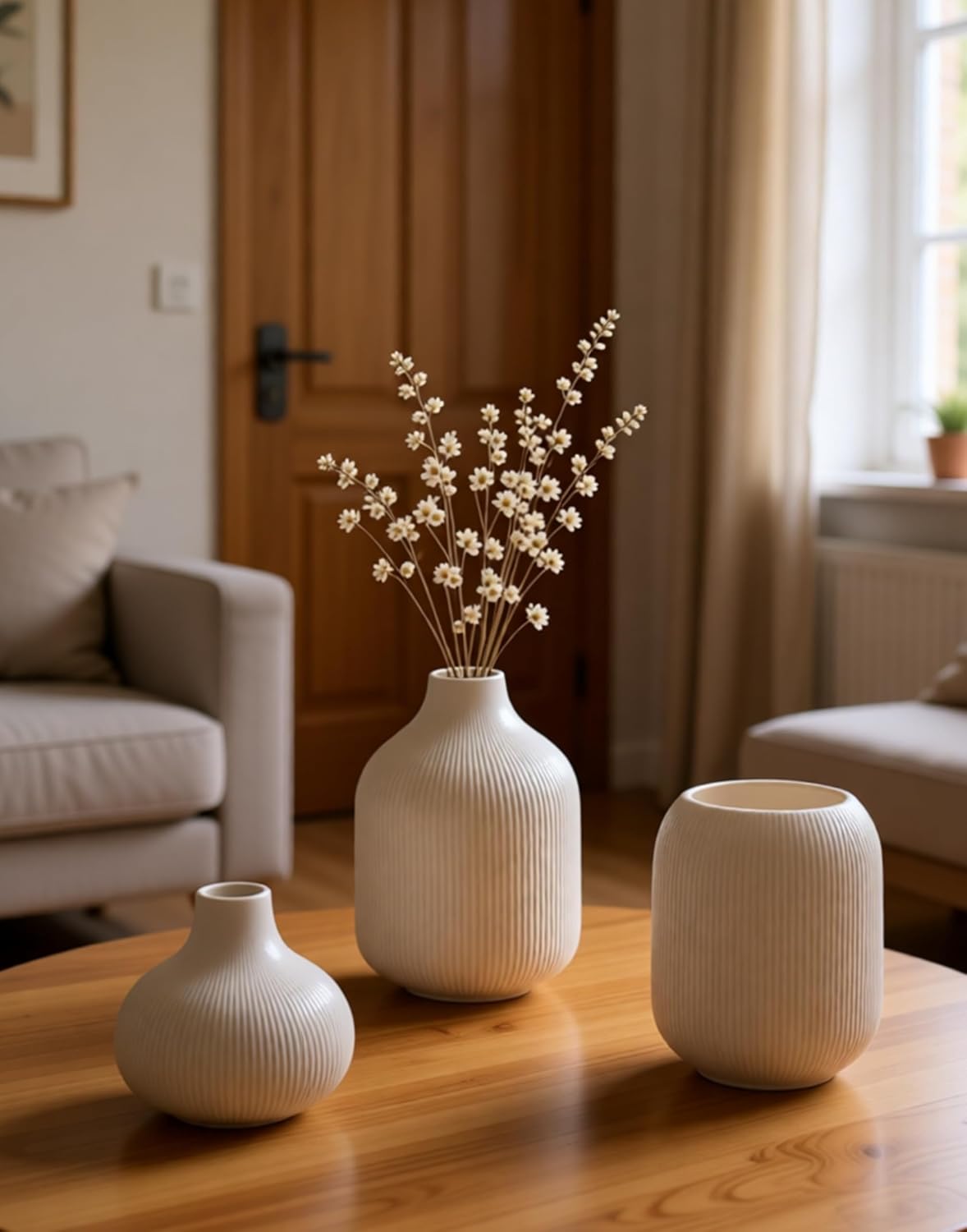 White Ceramic Vases for Decor / 15 White / Set of 3