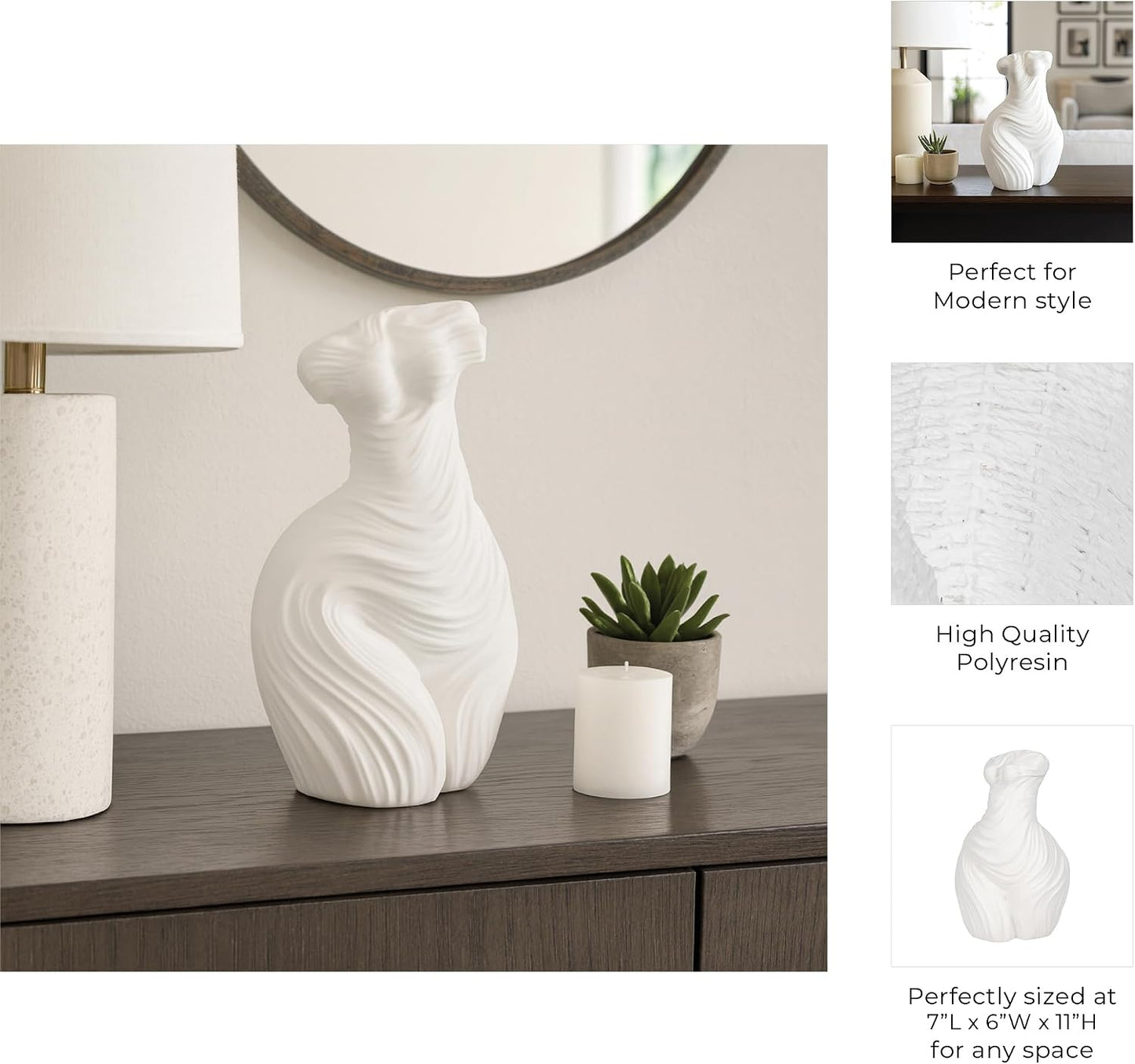 Decorative Home and Office Bust Statue / White / Set of 11
