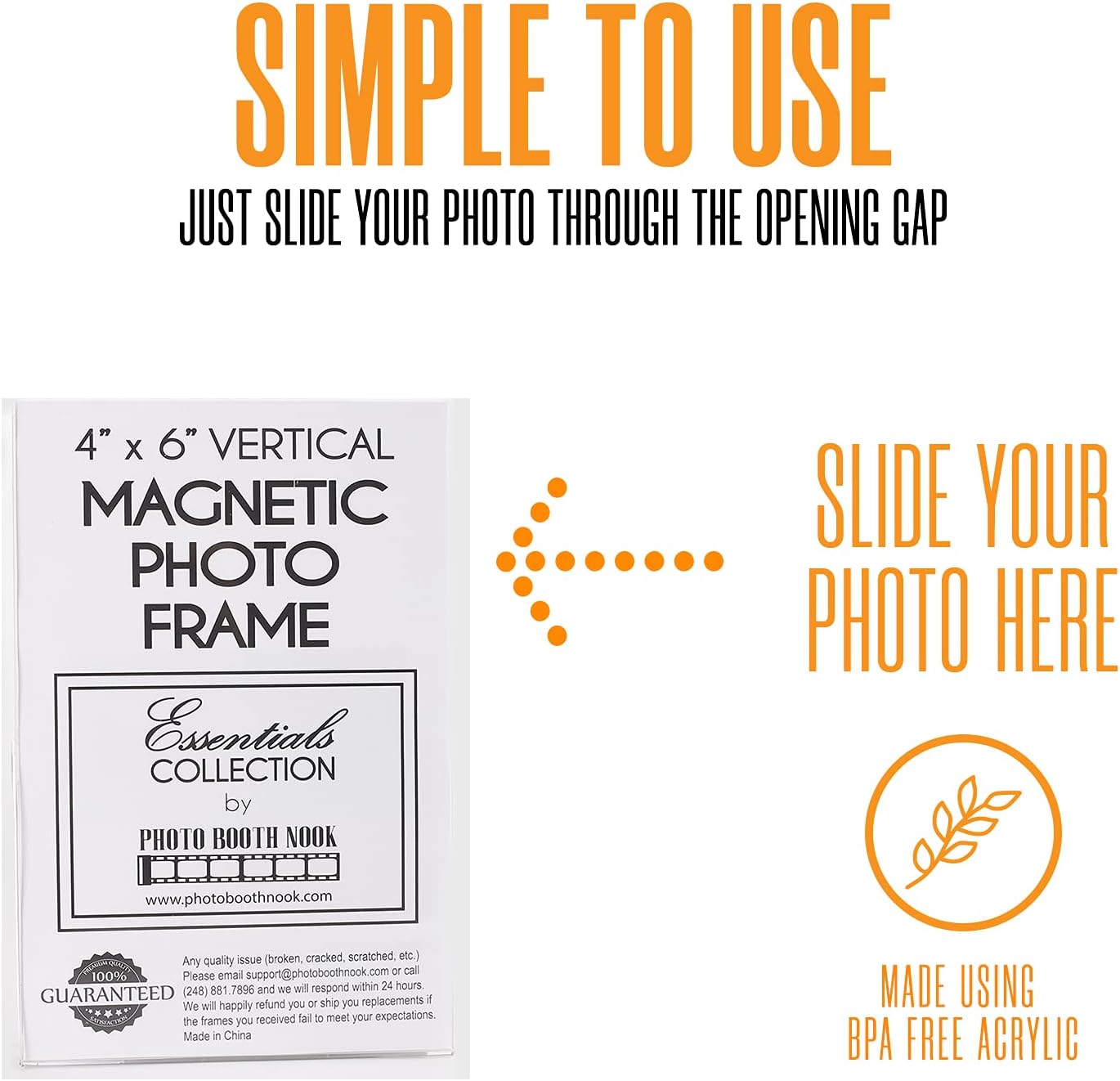 4x6 Acrylic Magnetic Picture Frames - Vertical, 12 Pack | Clear acrylic with magnet back for refrigerator. Holds 4x6